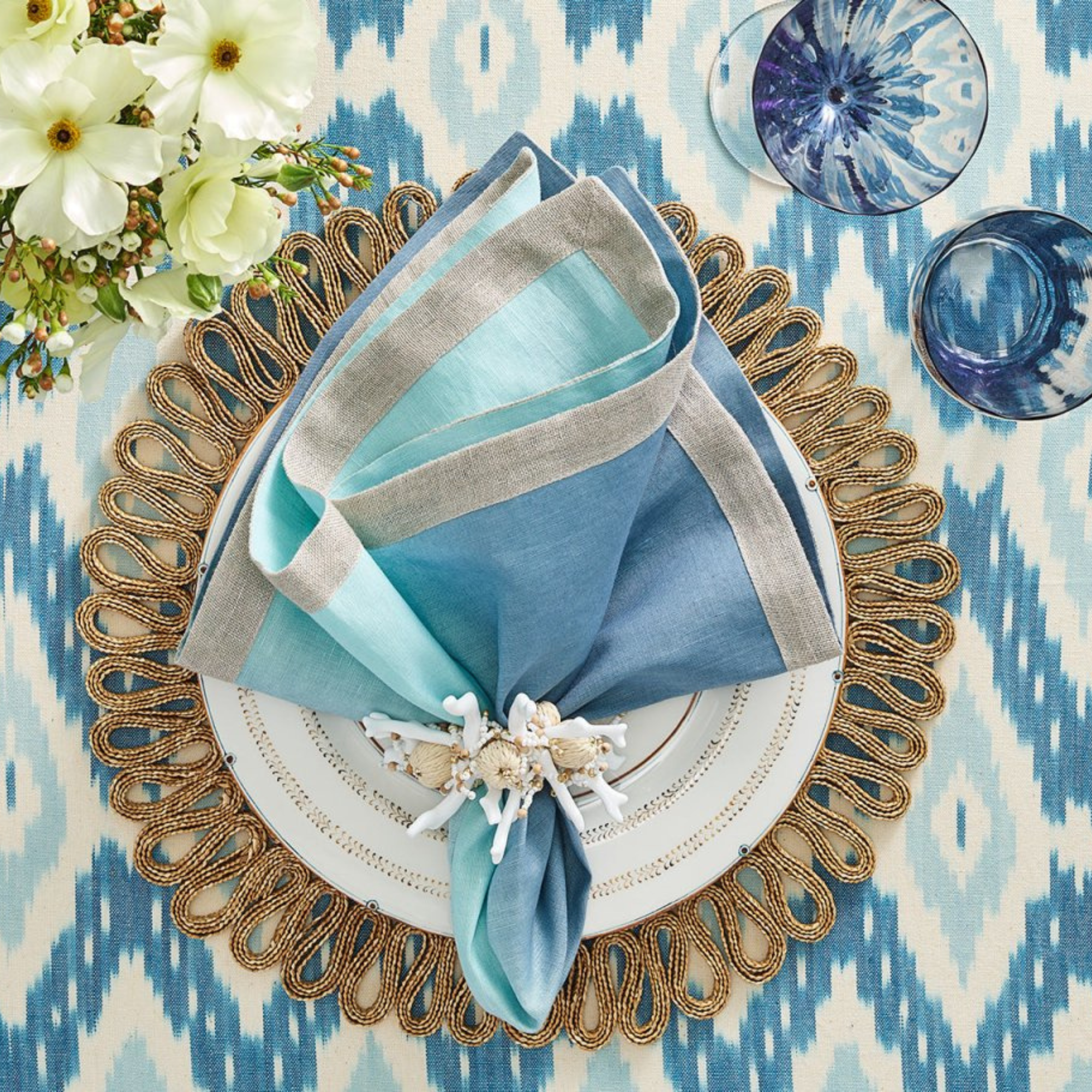 Dip Dye Napkin in Sky & Blue - Set of 4