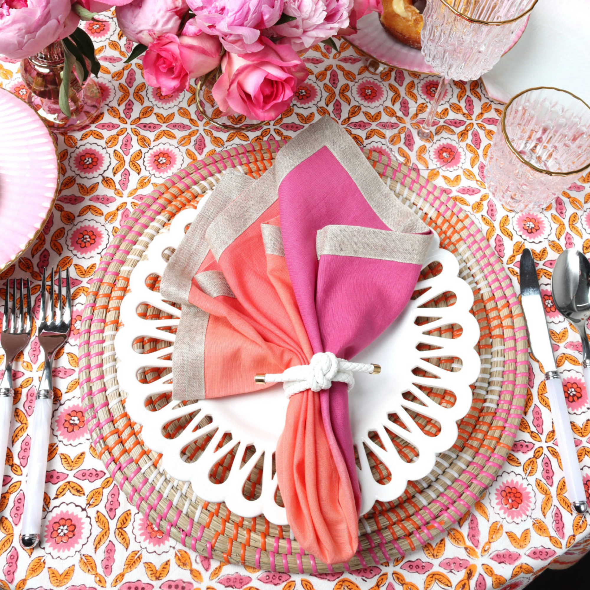 Majorelle Placemats in Pink & Orange - Set of 4