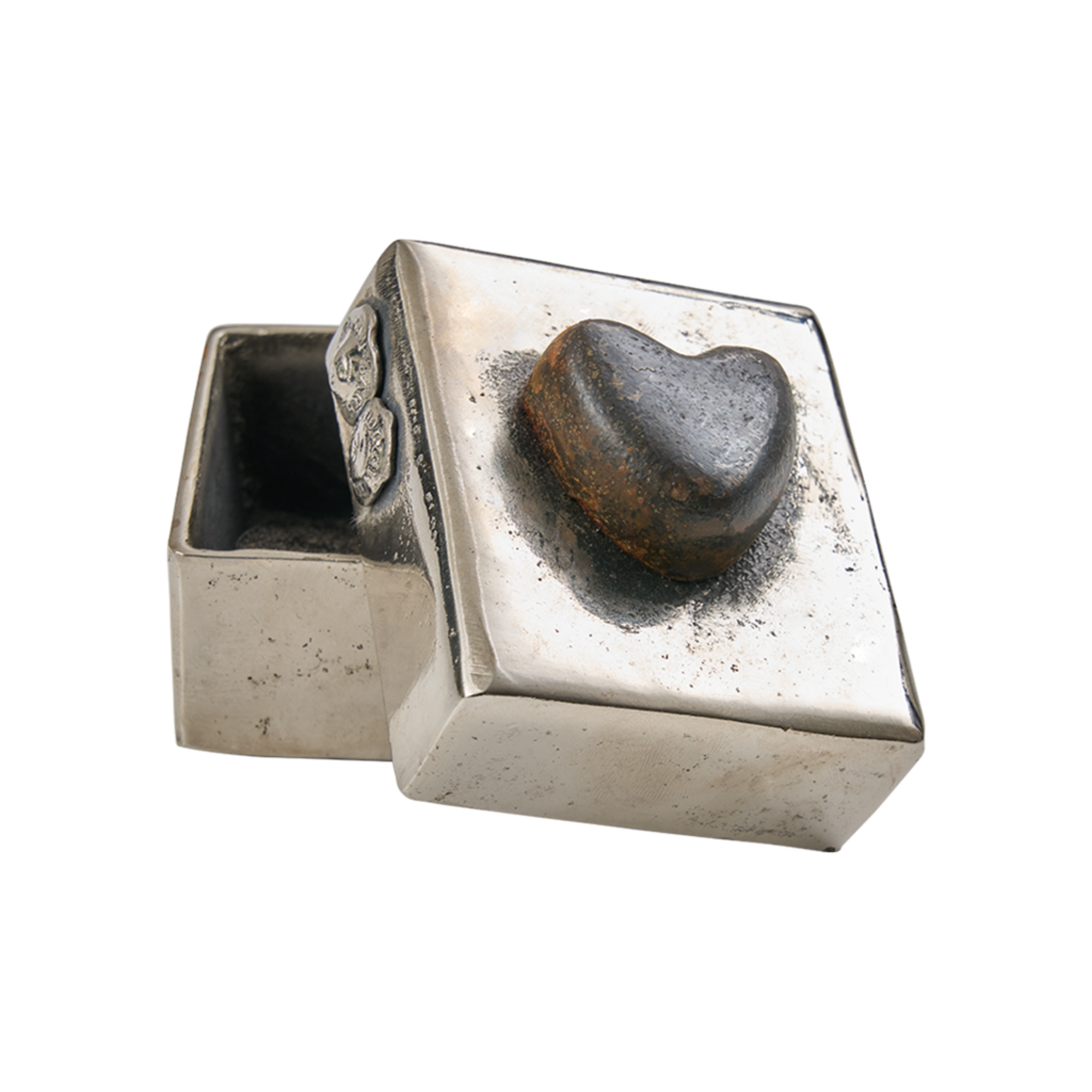 El Corazon Heart Box Nickel Plated Iron Box