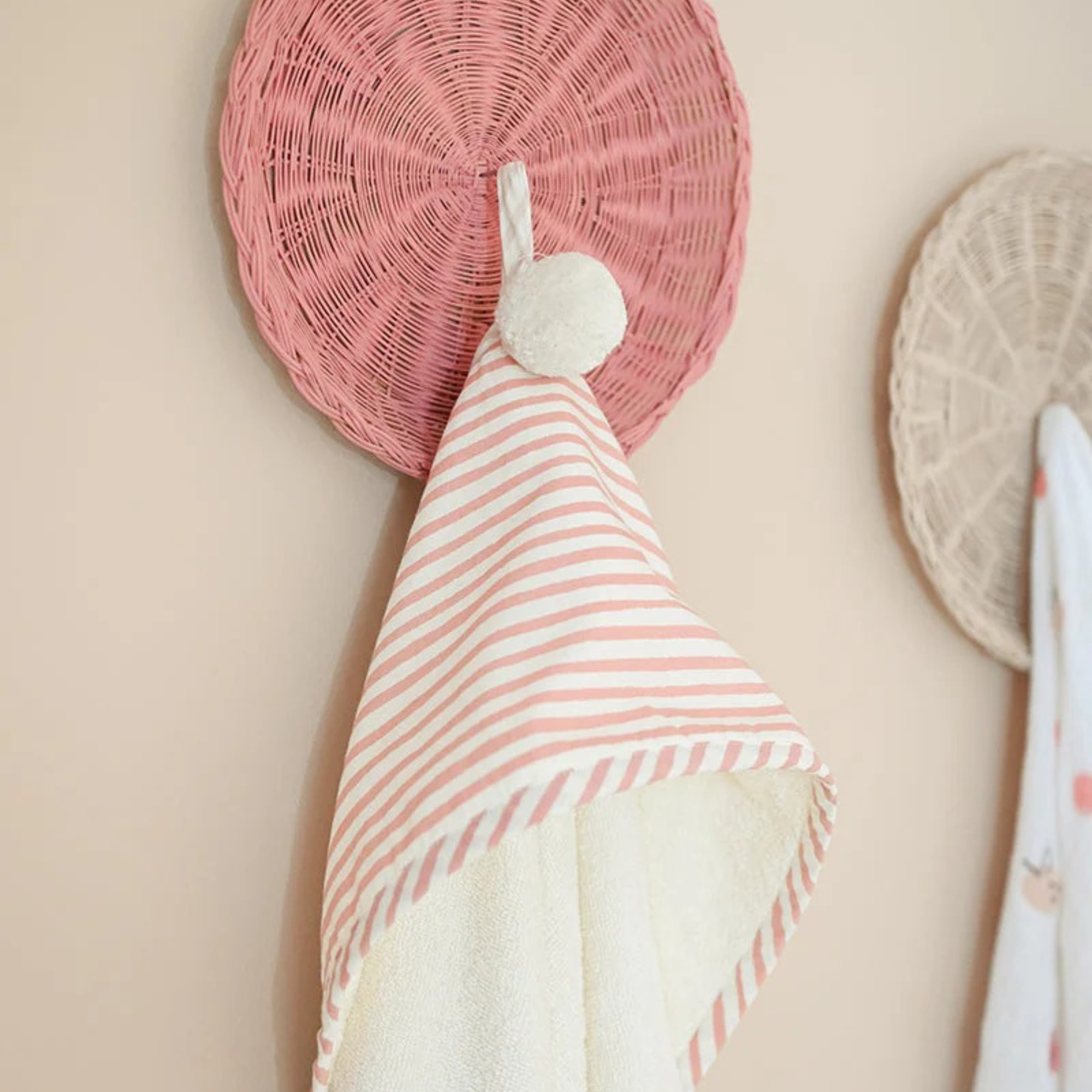 Striped Hooded Towel - Stripes Away Petal