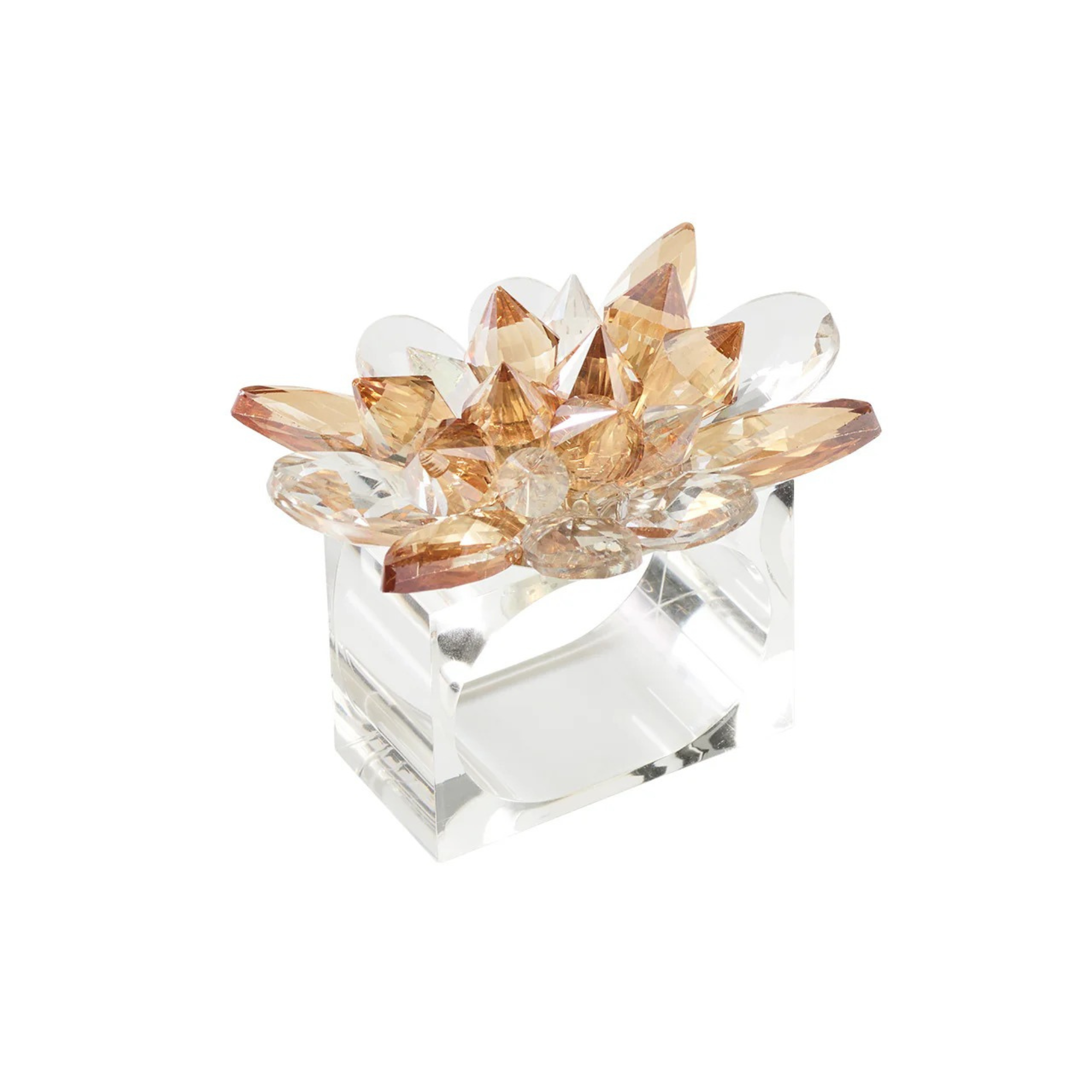Spectra Napkin Ring in Champagne & Crystal - Set of 4