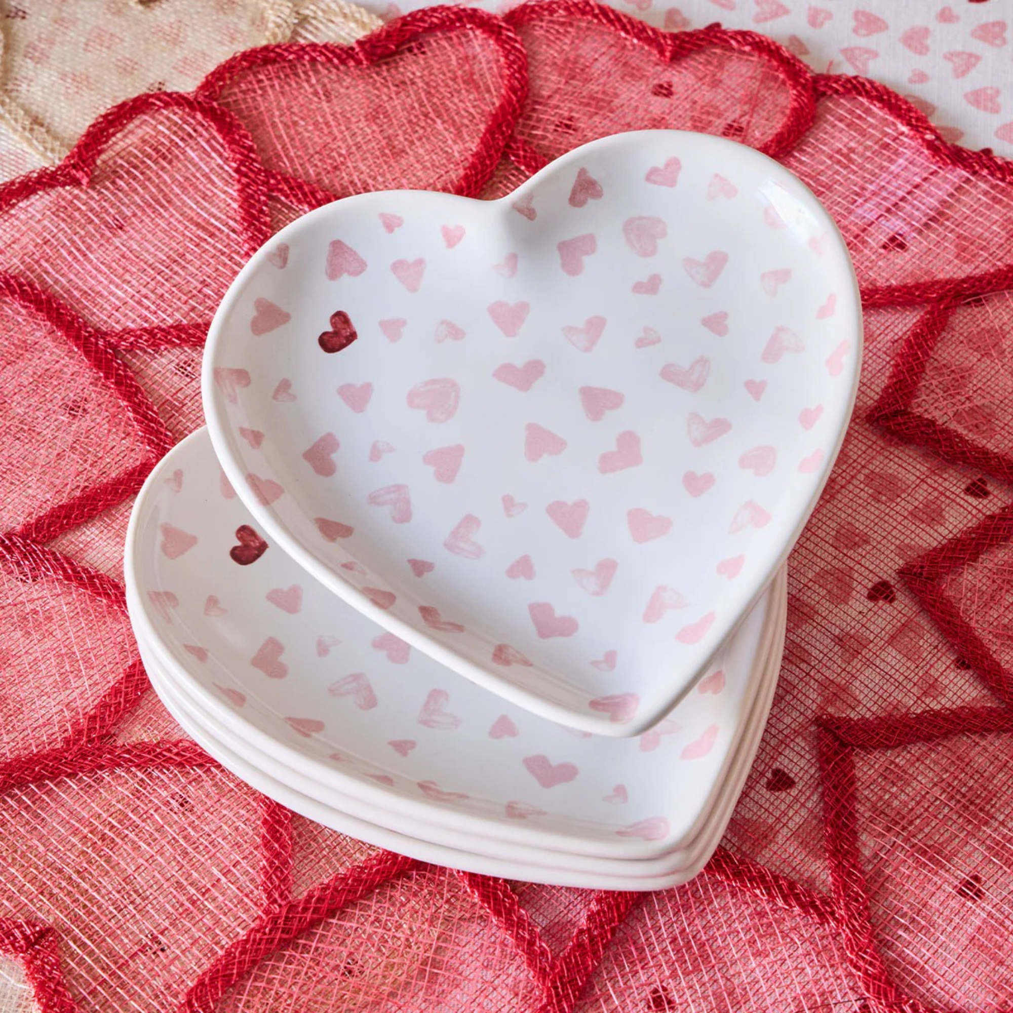 Love You More 7" Heart Tray - Set of 2