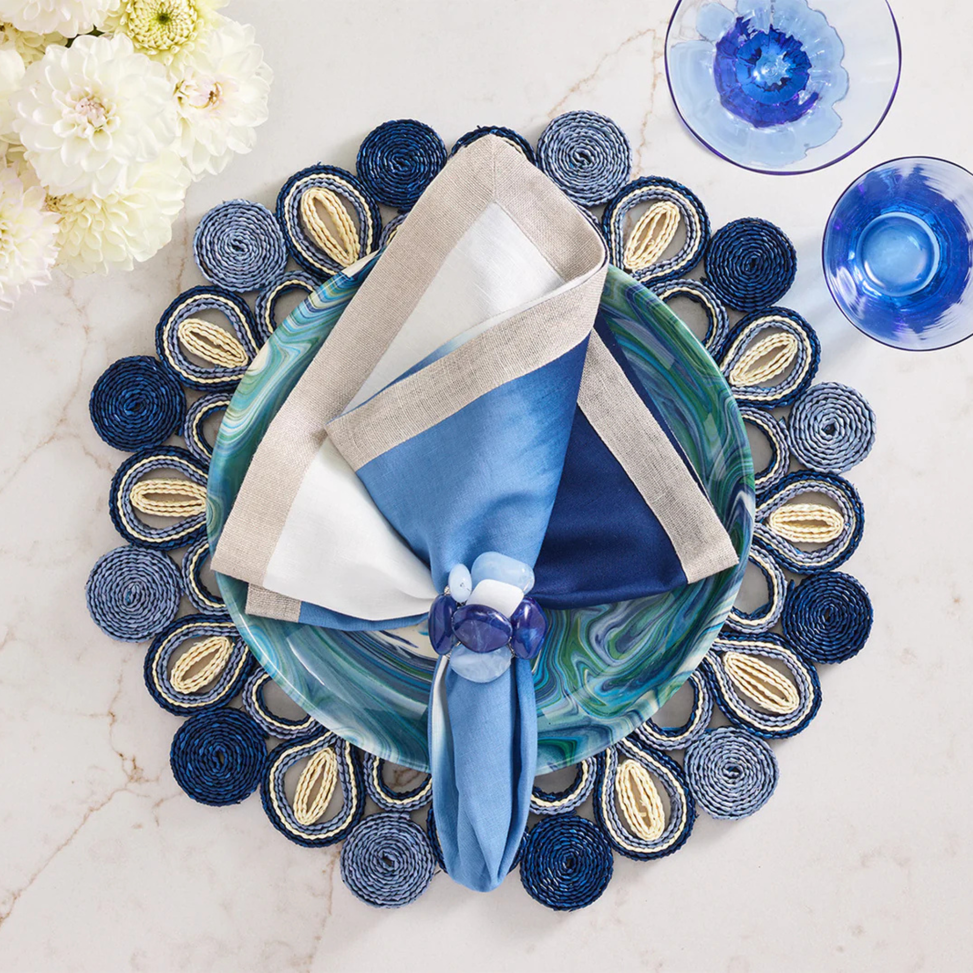 Marisol Placemat in Navy & Blue - Set of 4