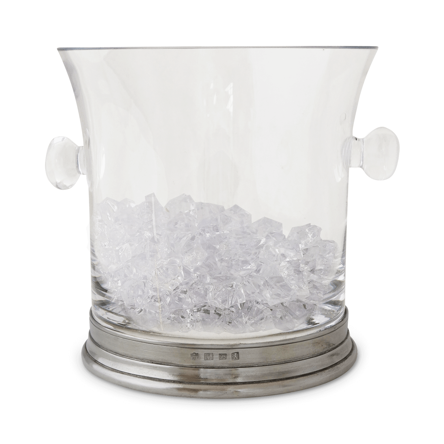 Crystal Ice Bucket with Handles and Tongs Set