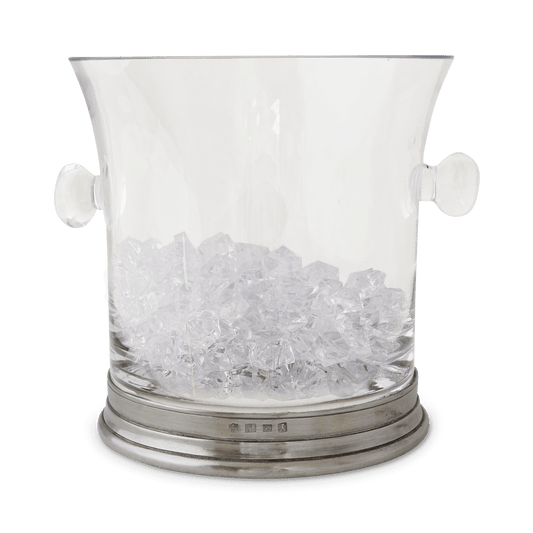Crystal Ice Bucket with Handles and Tongs Set