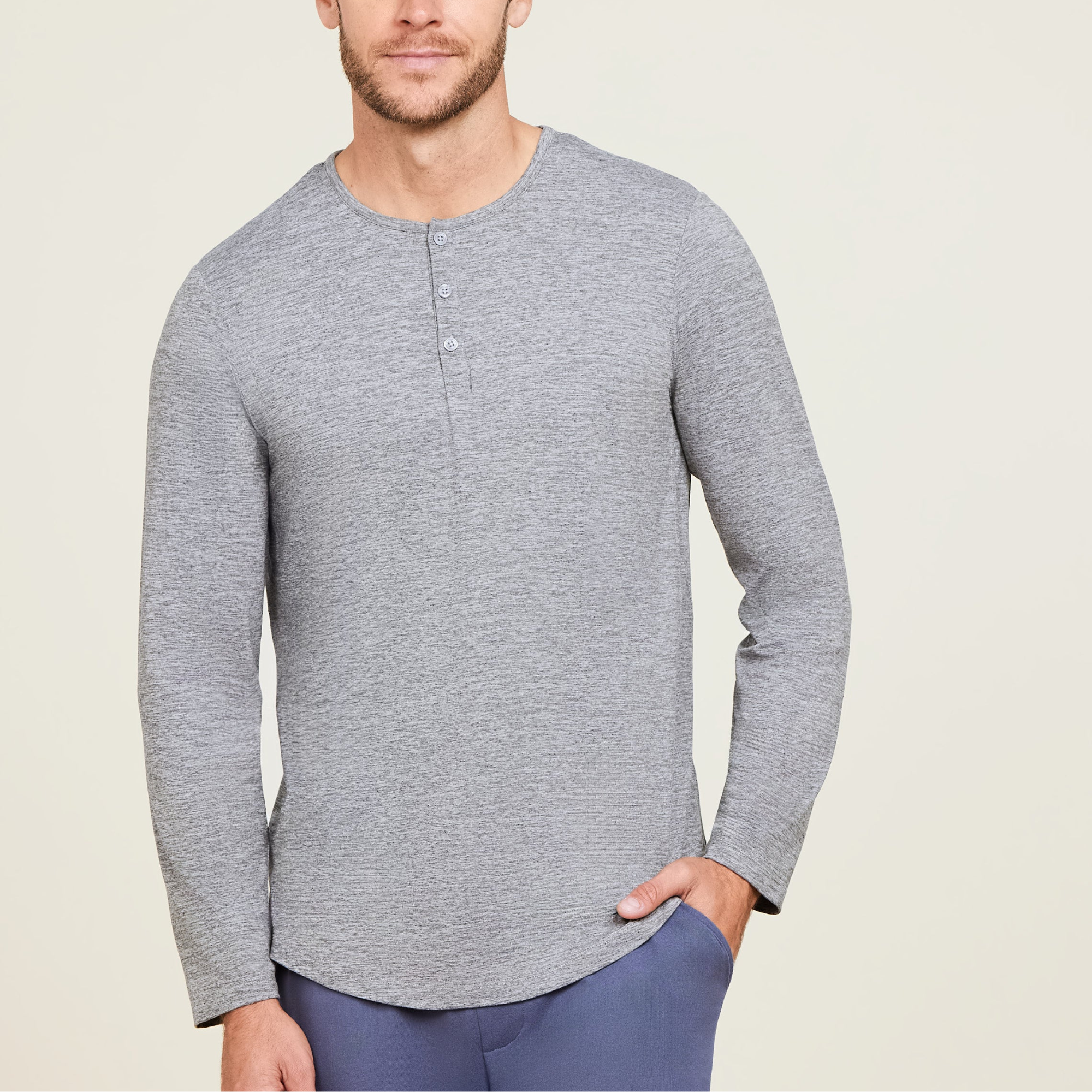 Malibu Collection Men's Butterchic Long Sleeve Henley