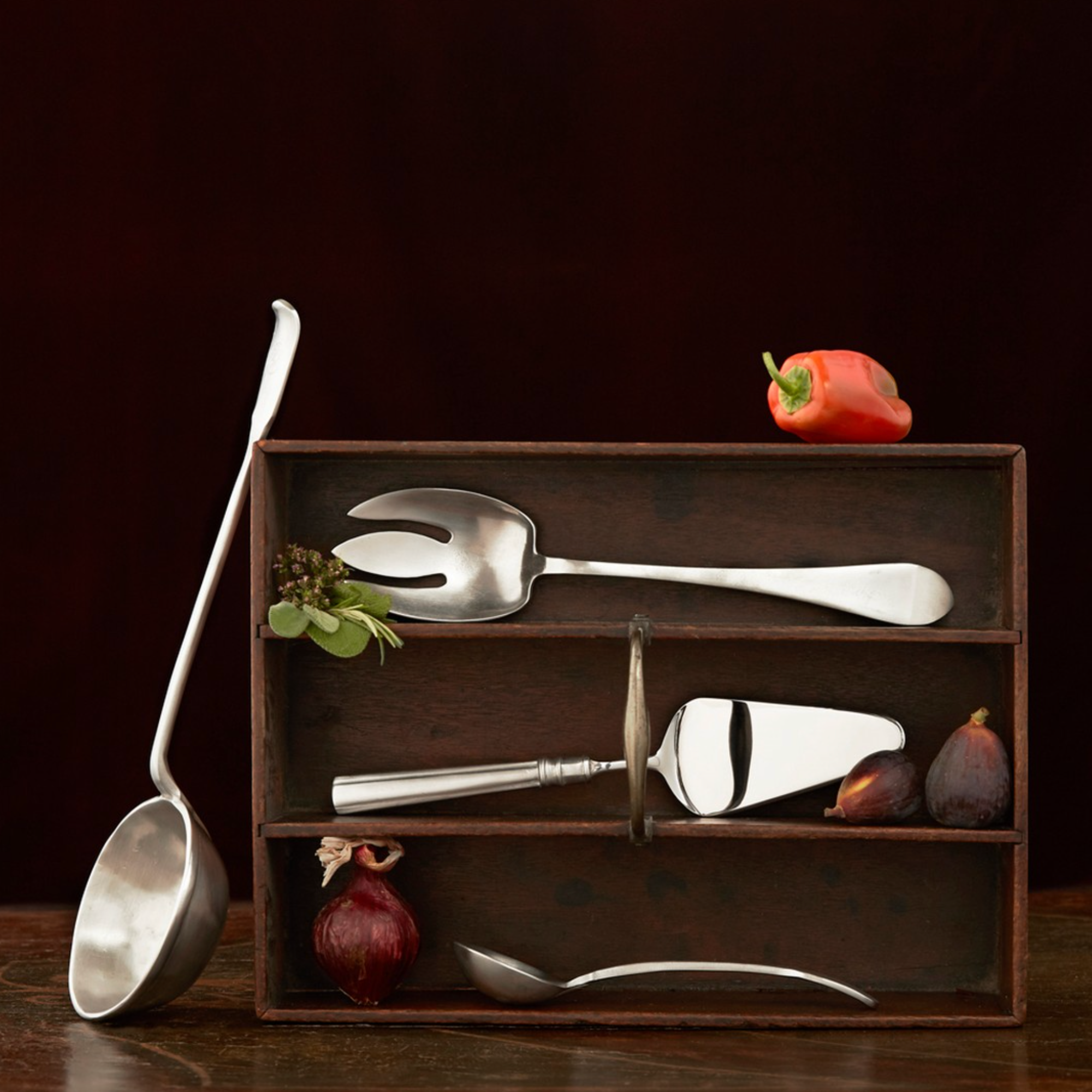 Pewter Antique Serving Fork & Spoon