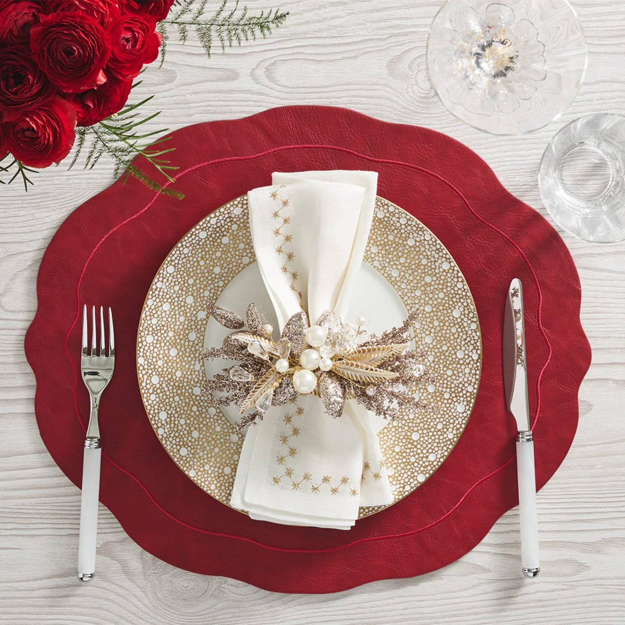 Starry Night Napkin in White & Gold - Set of 4