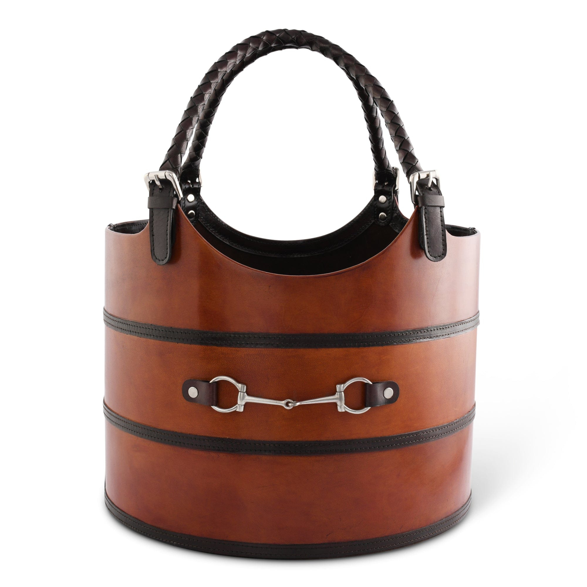 Equestrian Bit Leather Magazine Basket