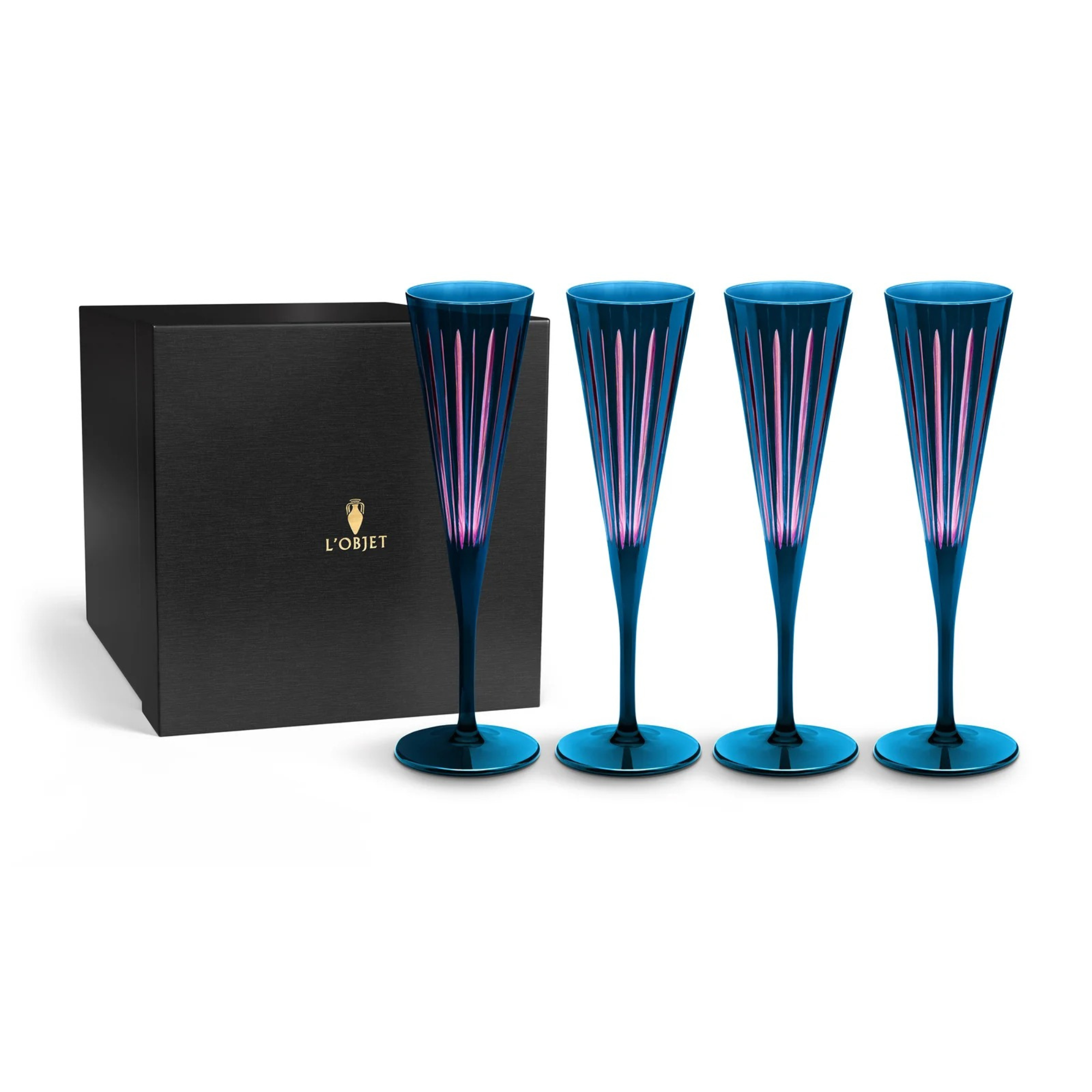 Prism Champagne Flutes Blue - Set of 4