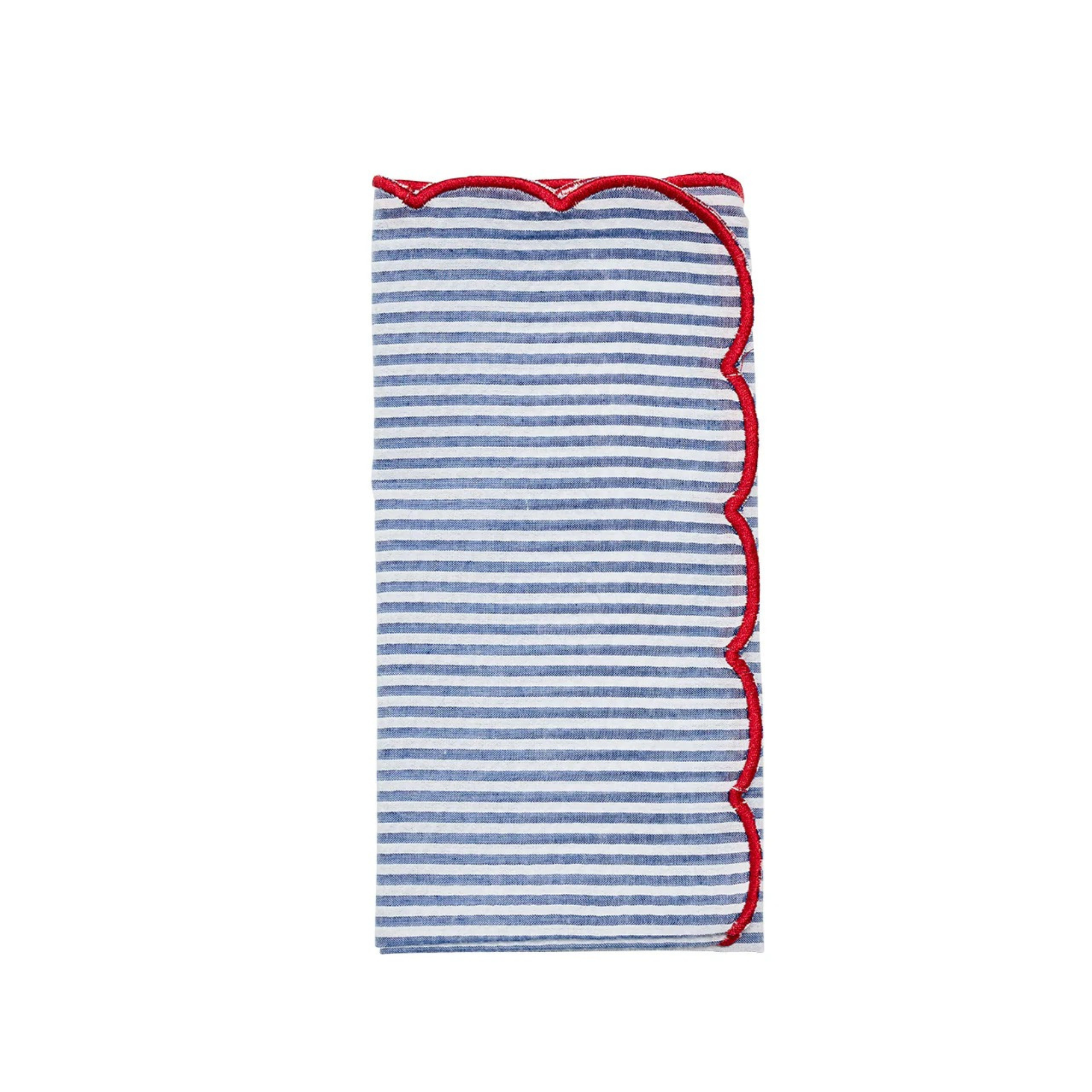 Fiesta Napkin in White, Navy, & Red - Set of 4