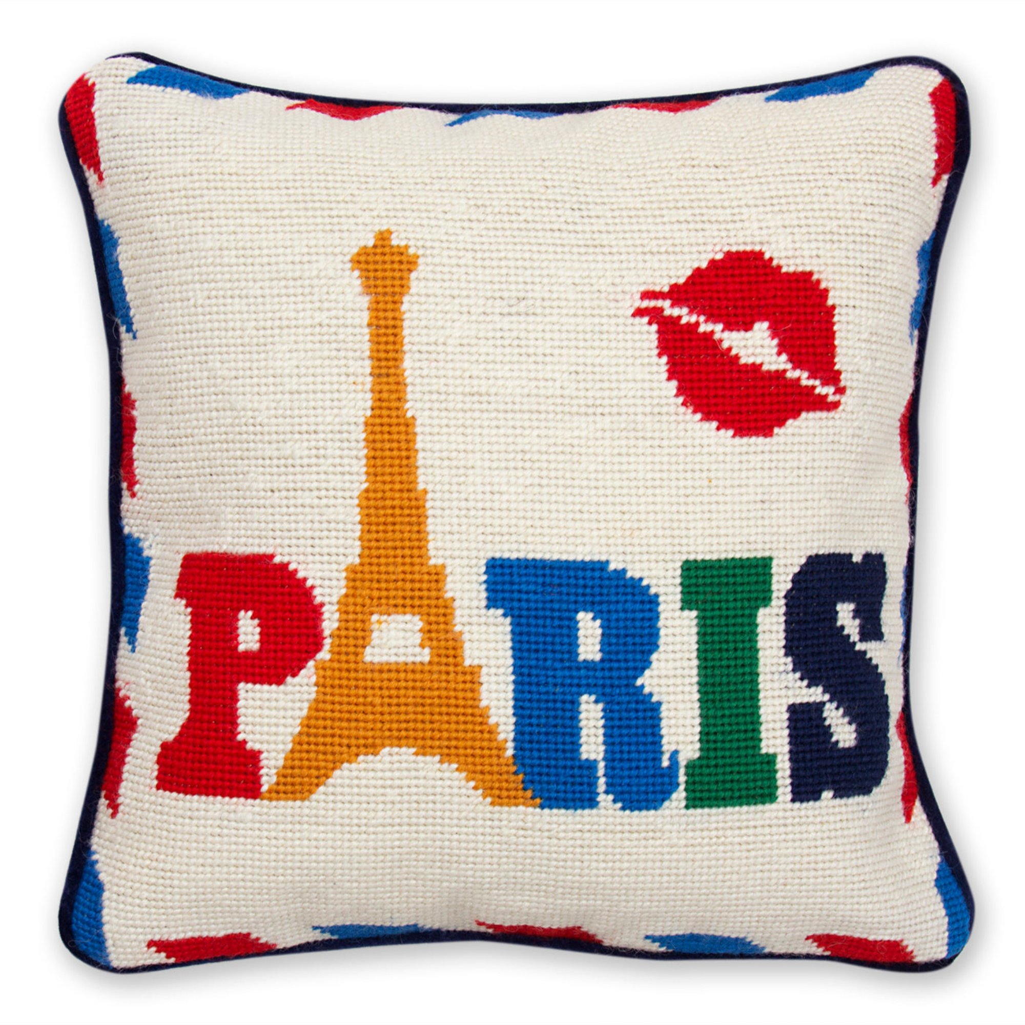 Jet Set Needlepoint Paris Pillow