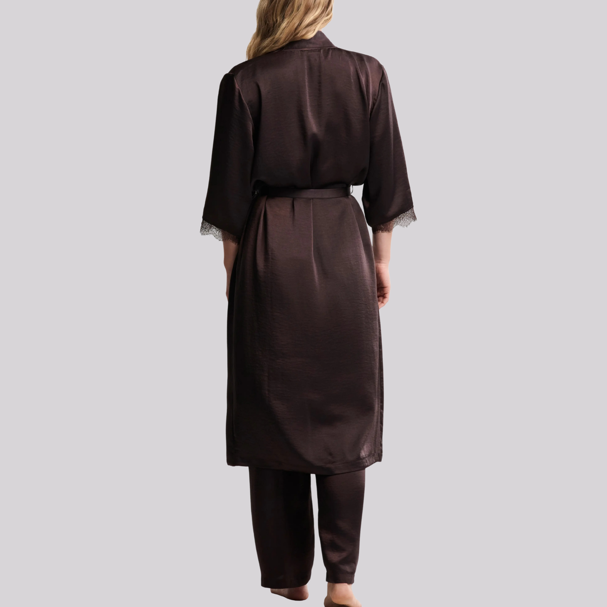 Liquid Lace Kimono Satin Robe