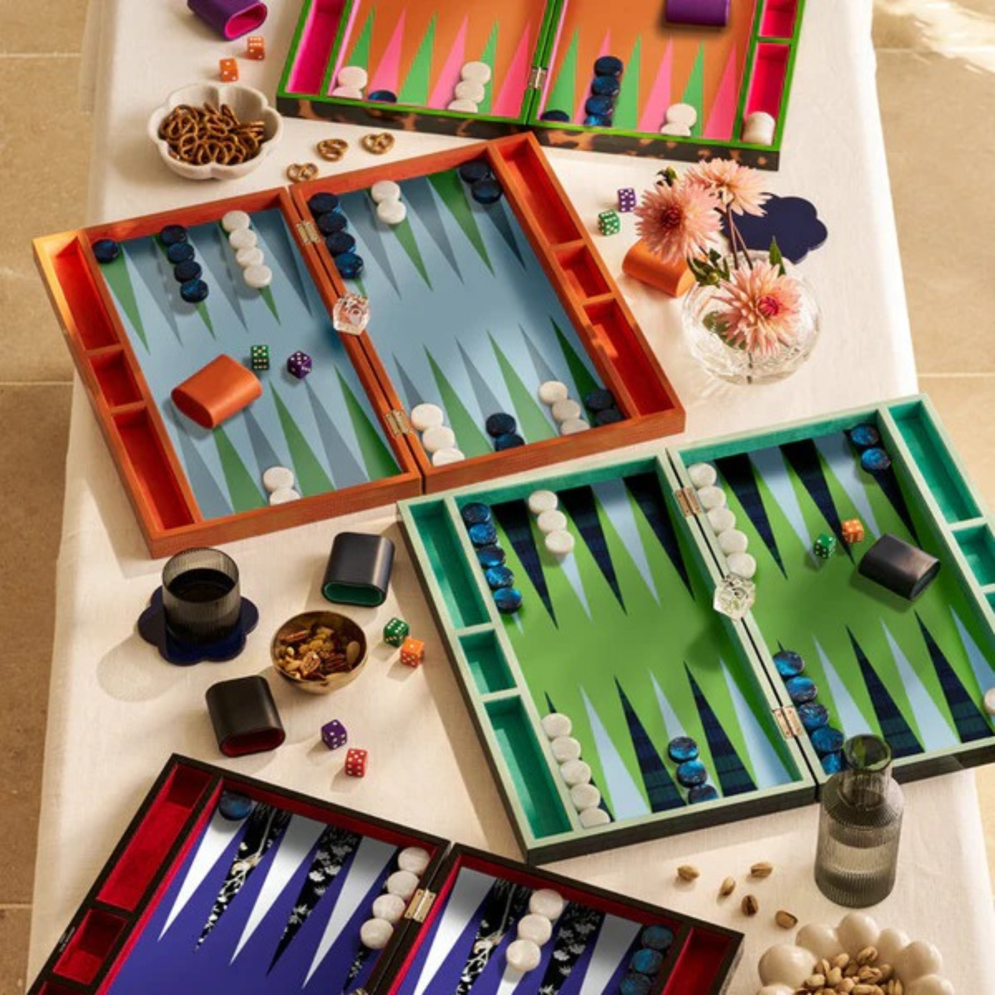 Orange Croc Lacquer Backgammon Set