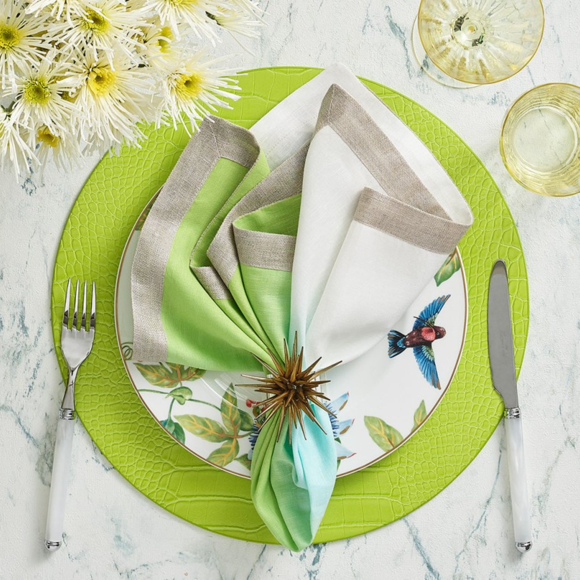 Dip Dye Napkin in Blue & Green (Set of 4)