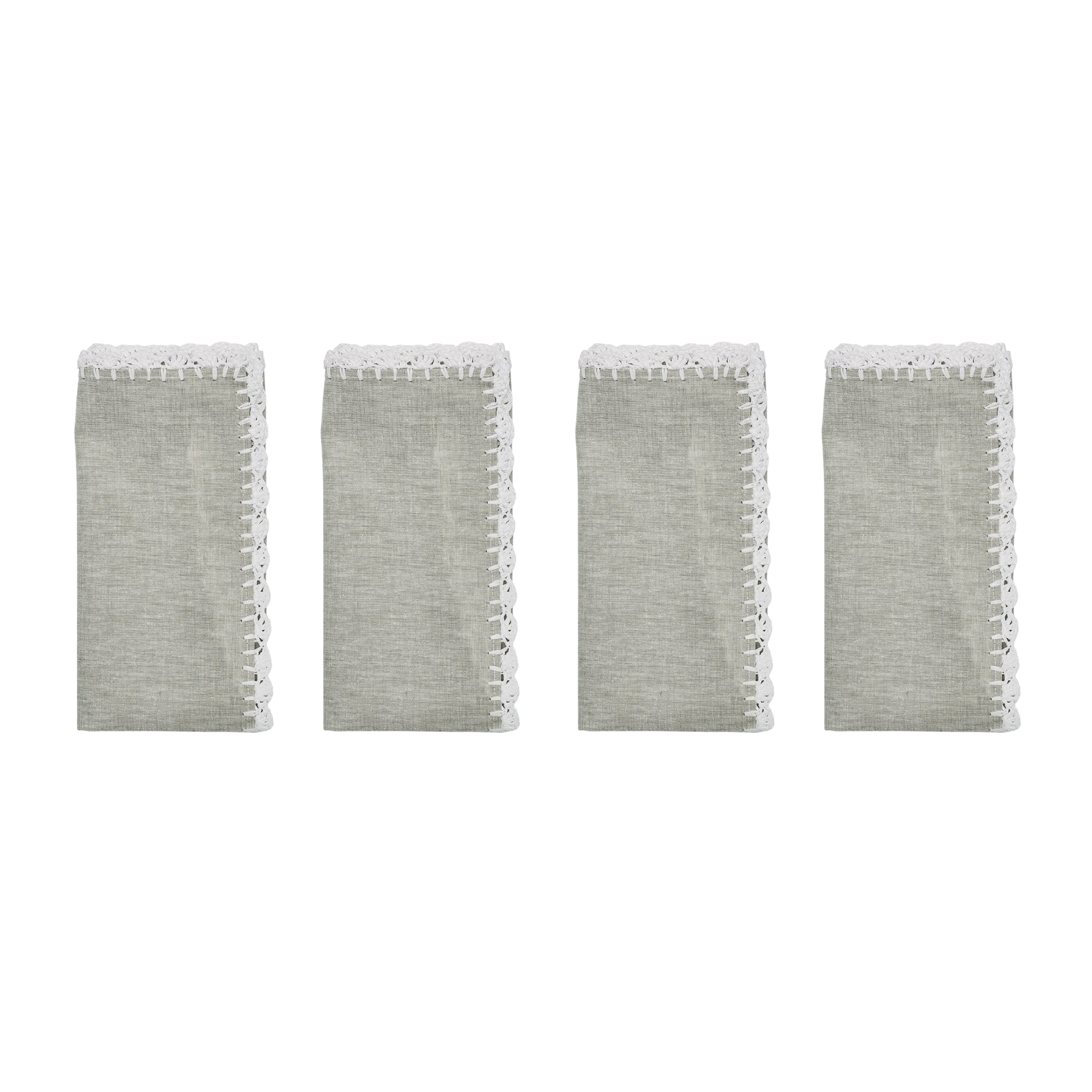 Shell Edge Napkin in Gray & White - Set of 4