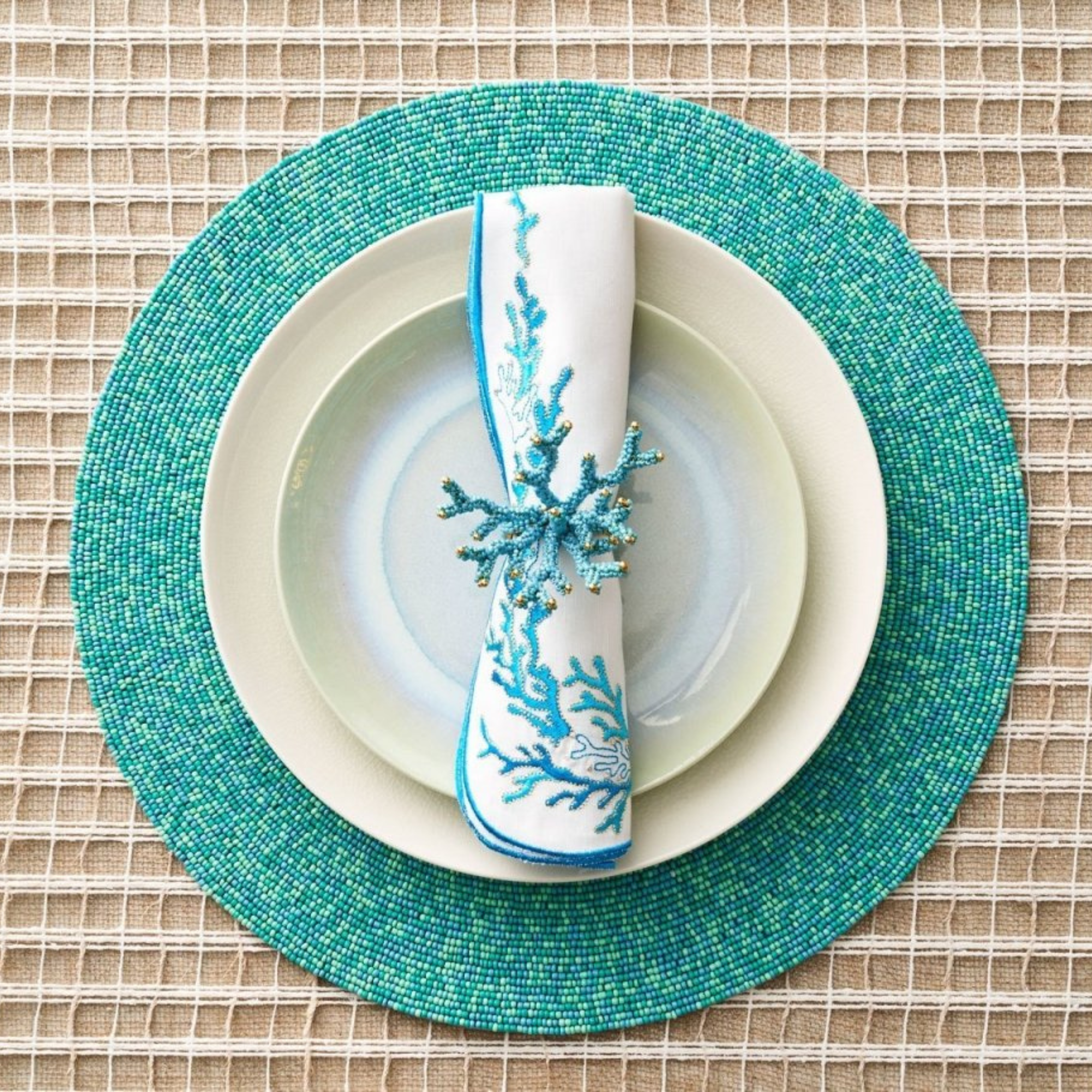 Reef Napkins in Turquoise - Set of 4