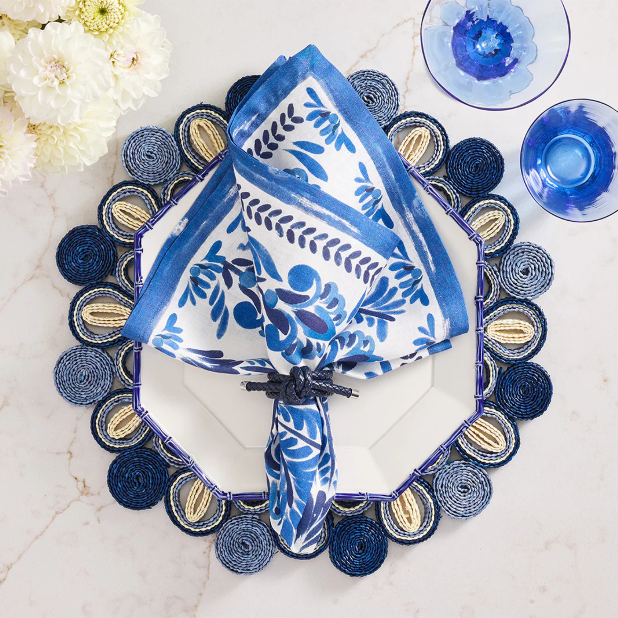 Marisol Placemat in Navy & Blue - Set of 4