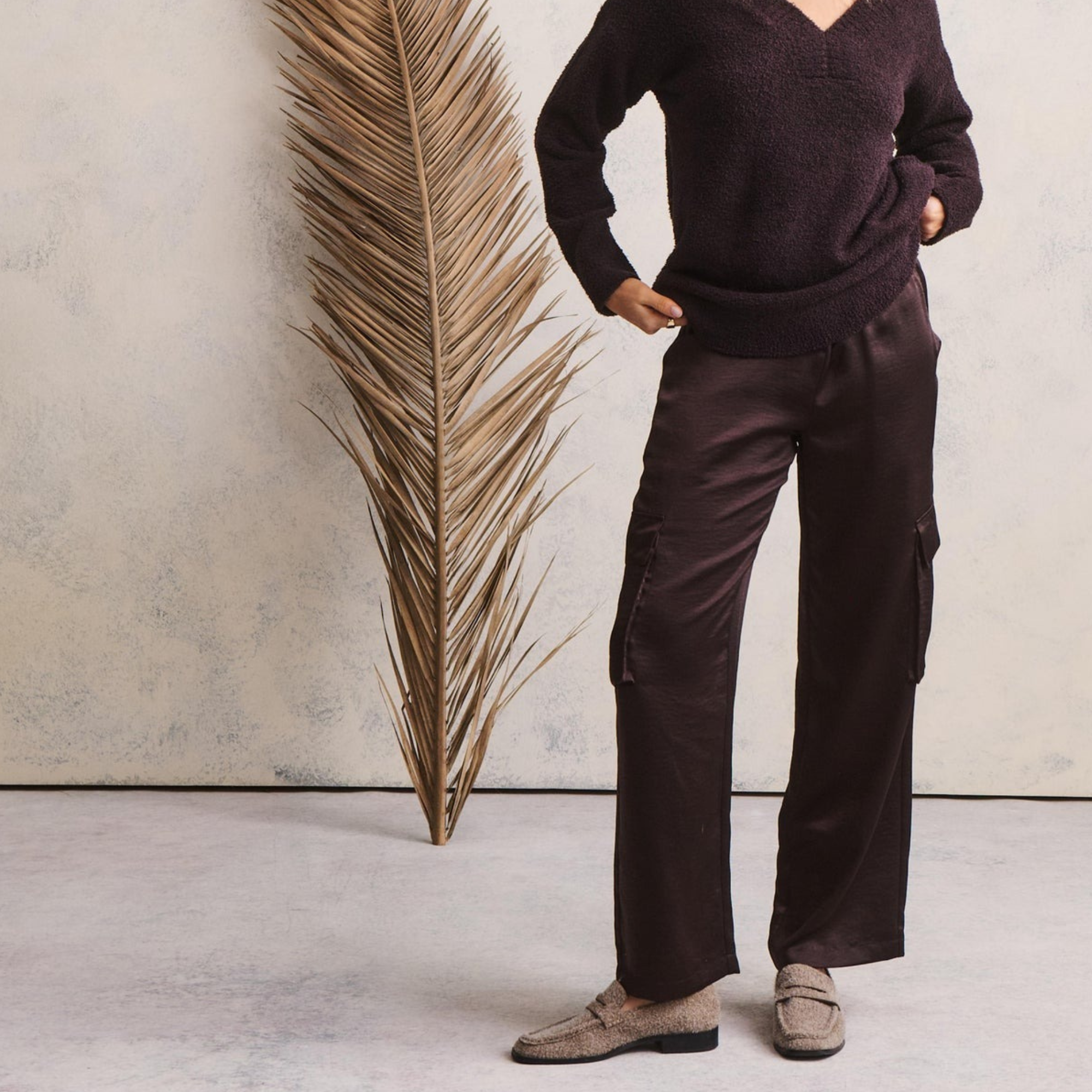 Liquid Satin Wide Leg Cargo Pant