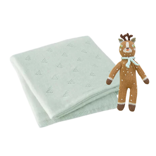 Jasper Rattle & Mint Little Triangle Blanket Gift Set