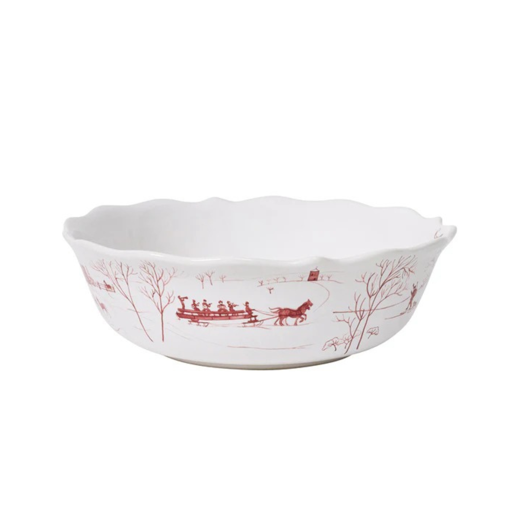 Country Estate Winter Frolic 11" Serving Bowl - Ruby