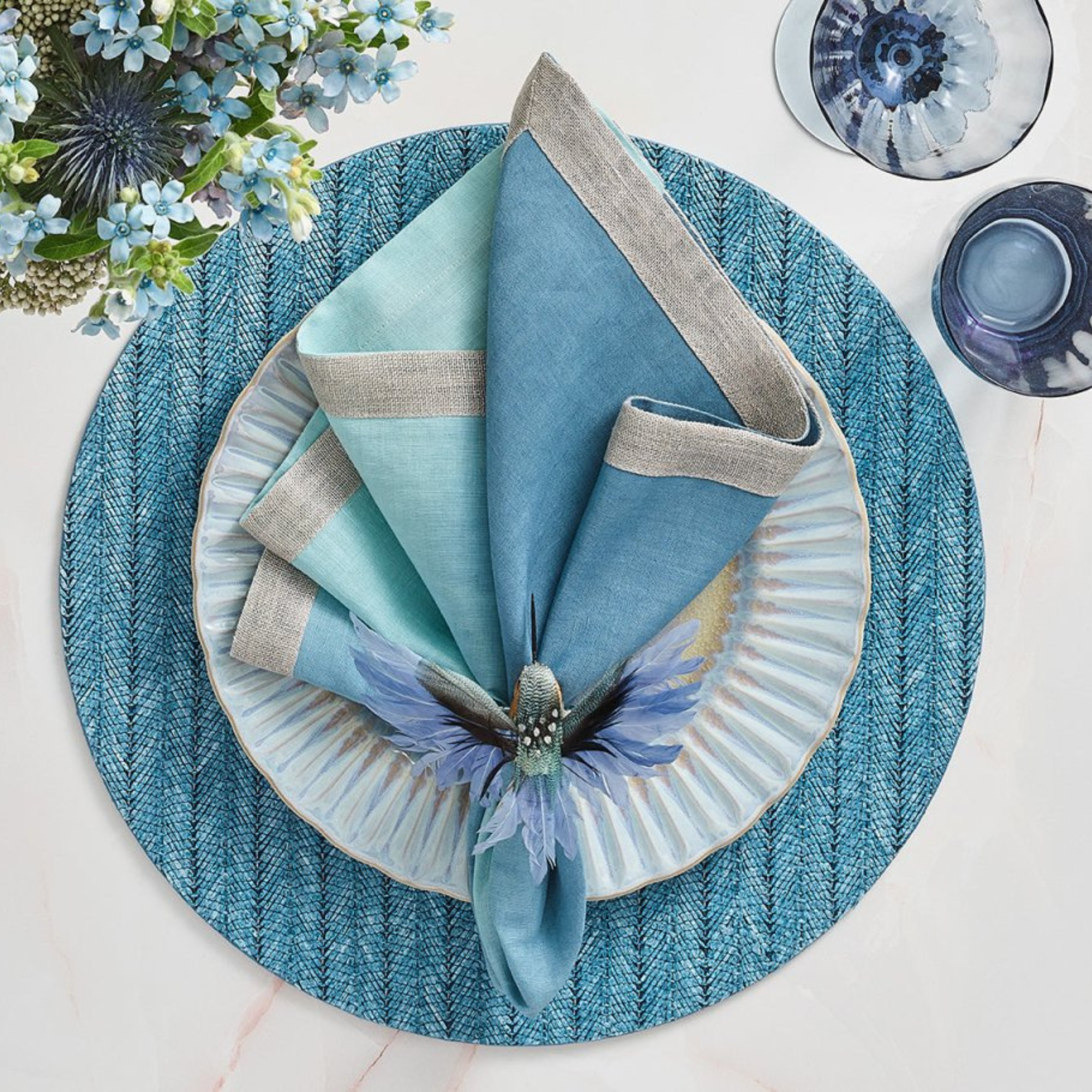 Dip Dye Napkin in Sky & Blue - Set of 4