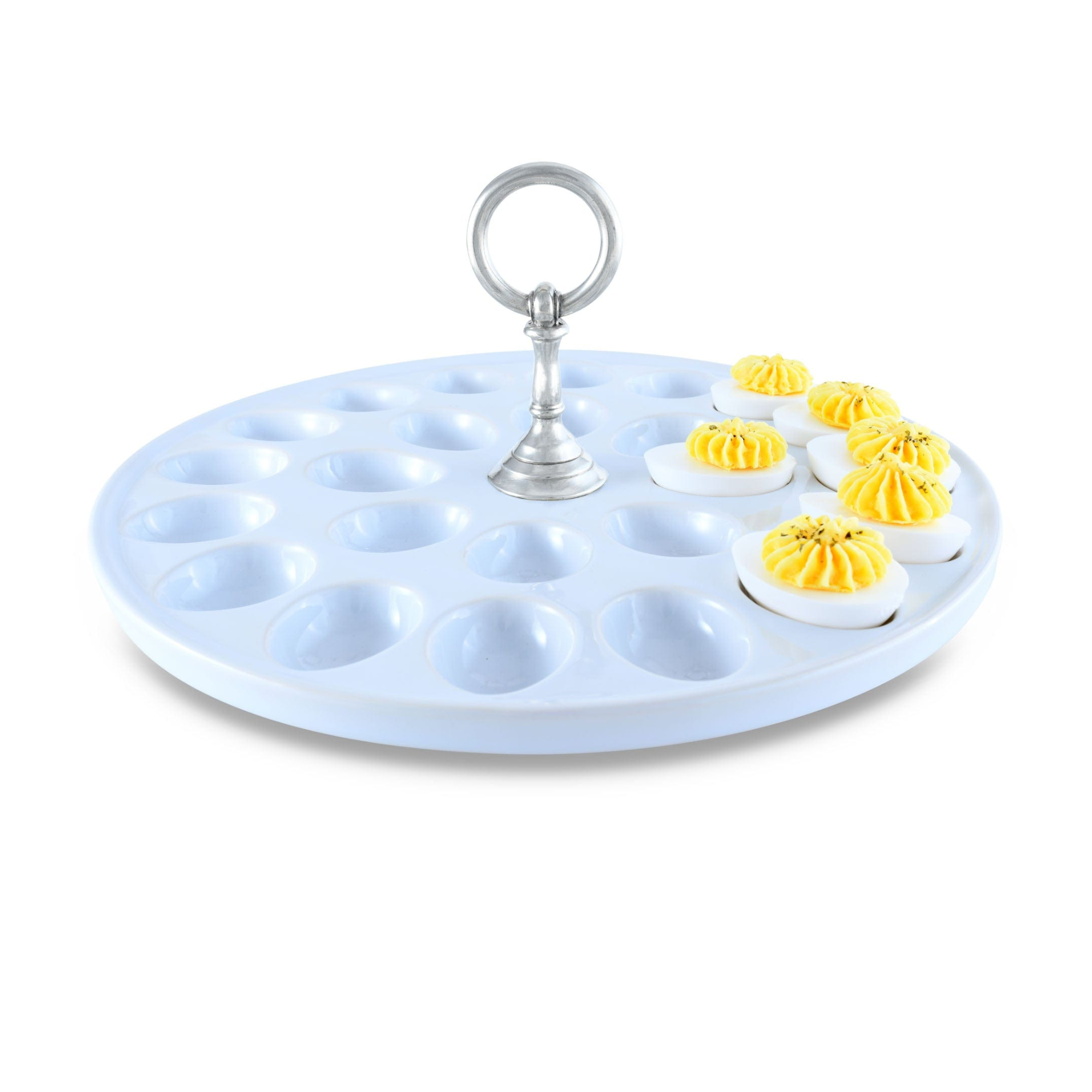 Deviled Egg tray with Pewter Classic Ring Handle