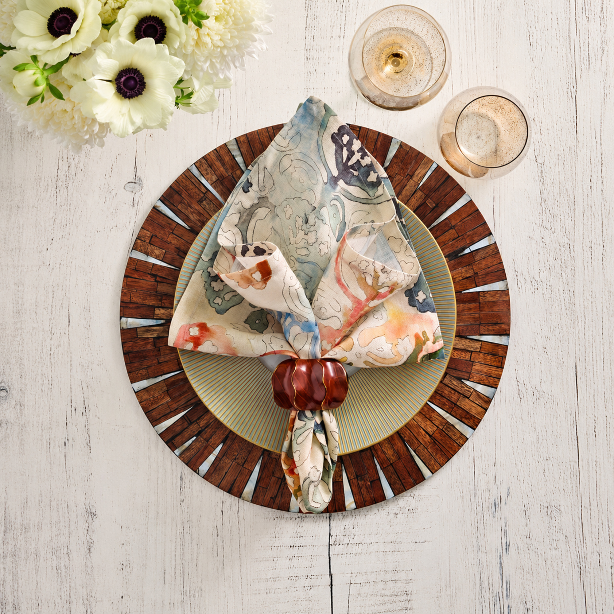 Halo Placemats in Brown & White - Set of 4