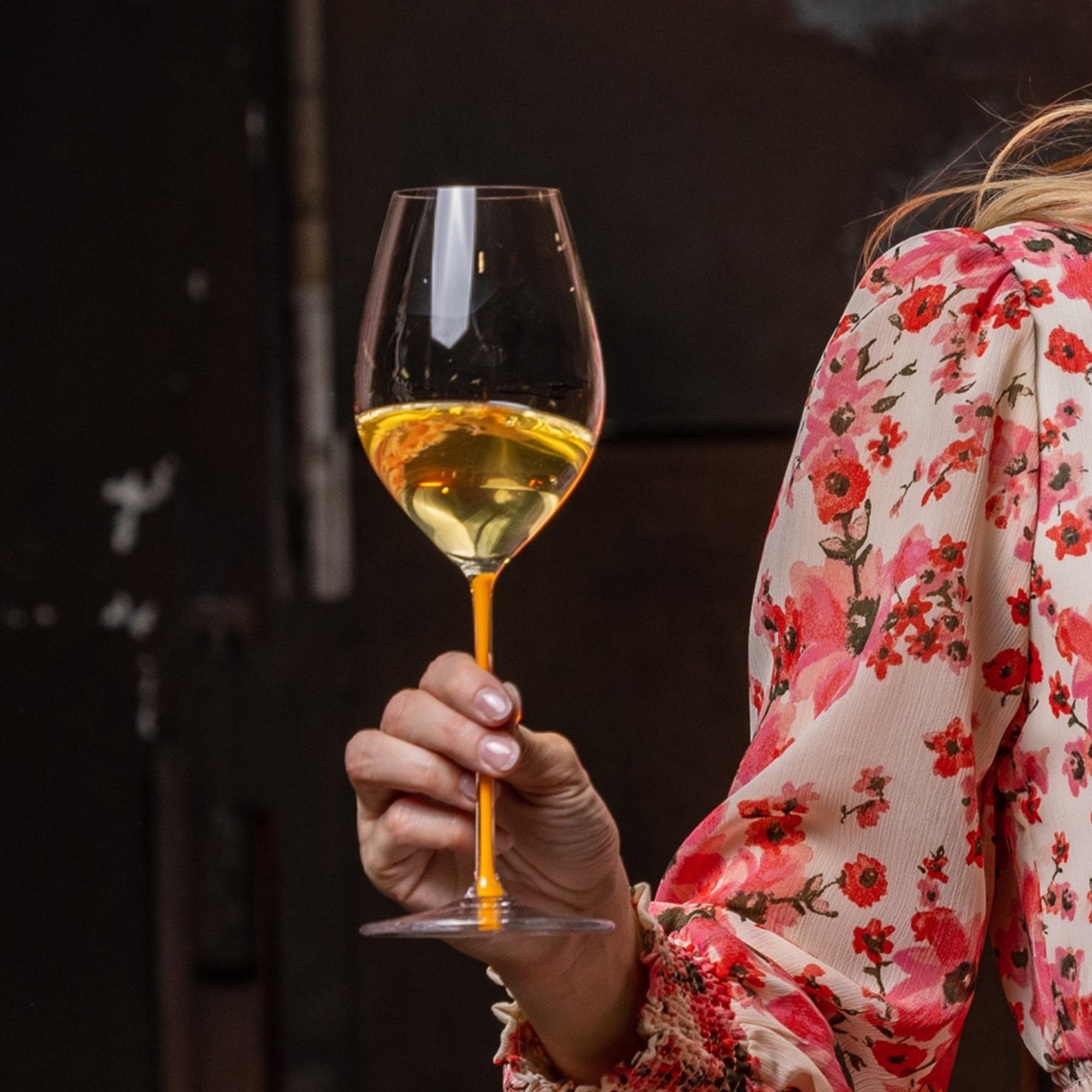 Fatto A Mano Champagne Wine Glass in Orange