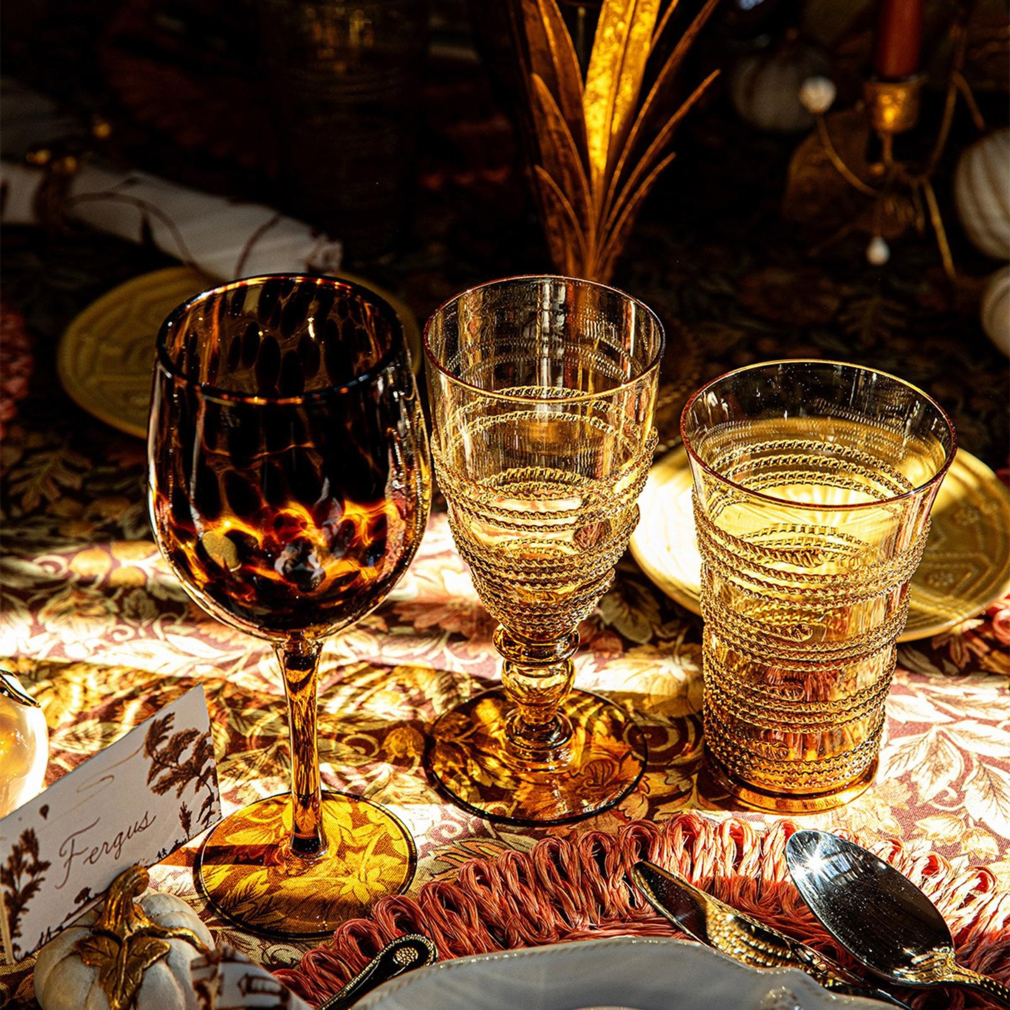 Ella Goblet Amber - Set of 4