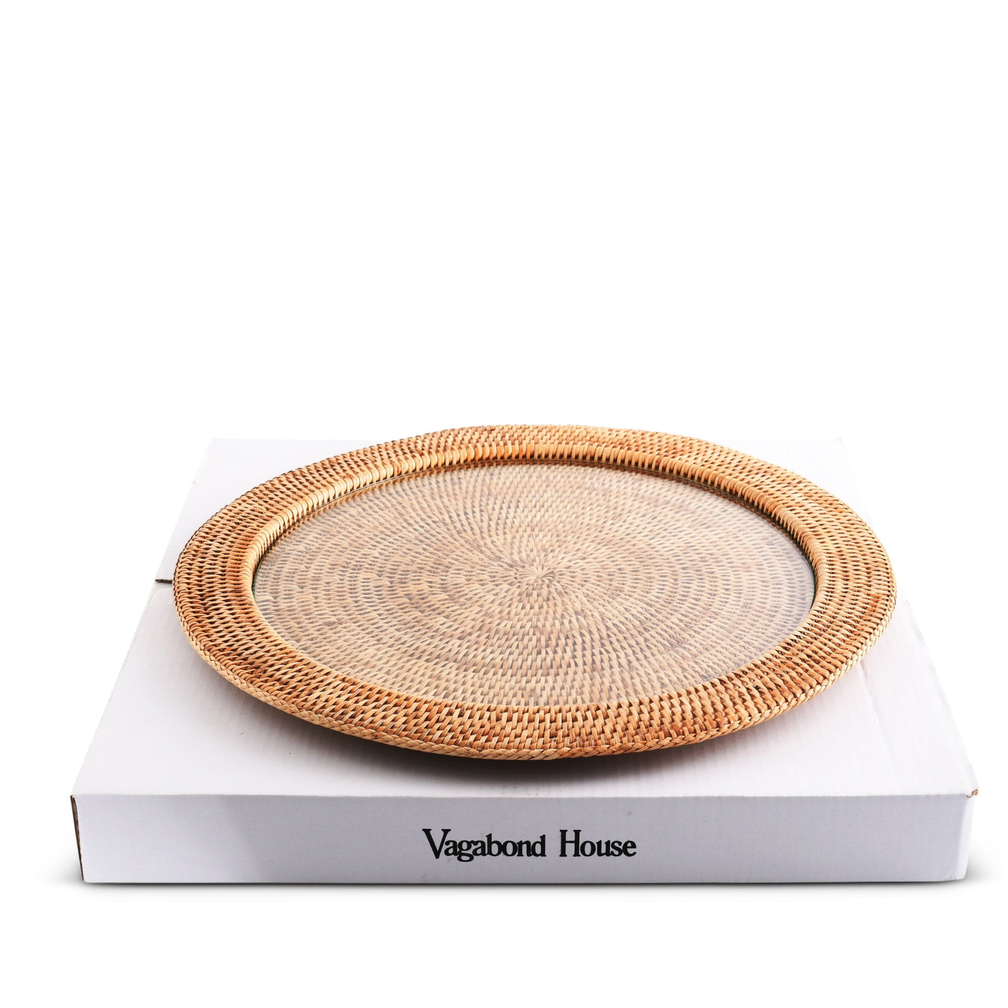 Hand Woven Wicker Rattan Round Serving Tray