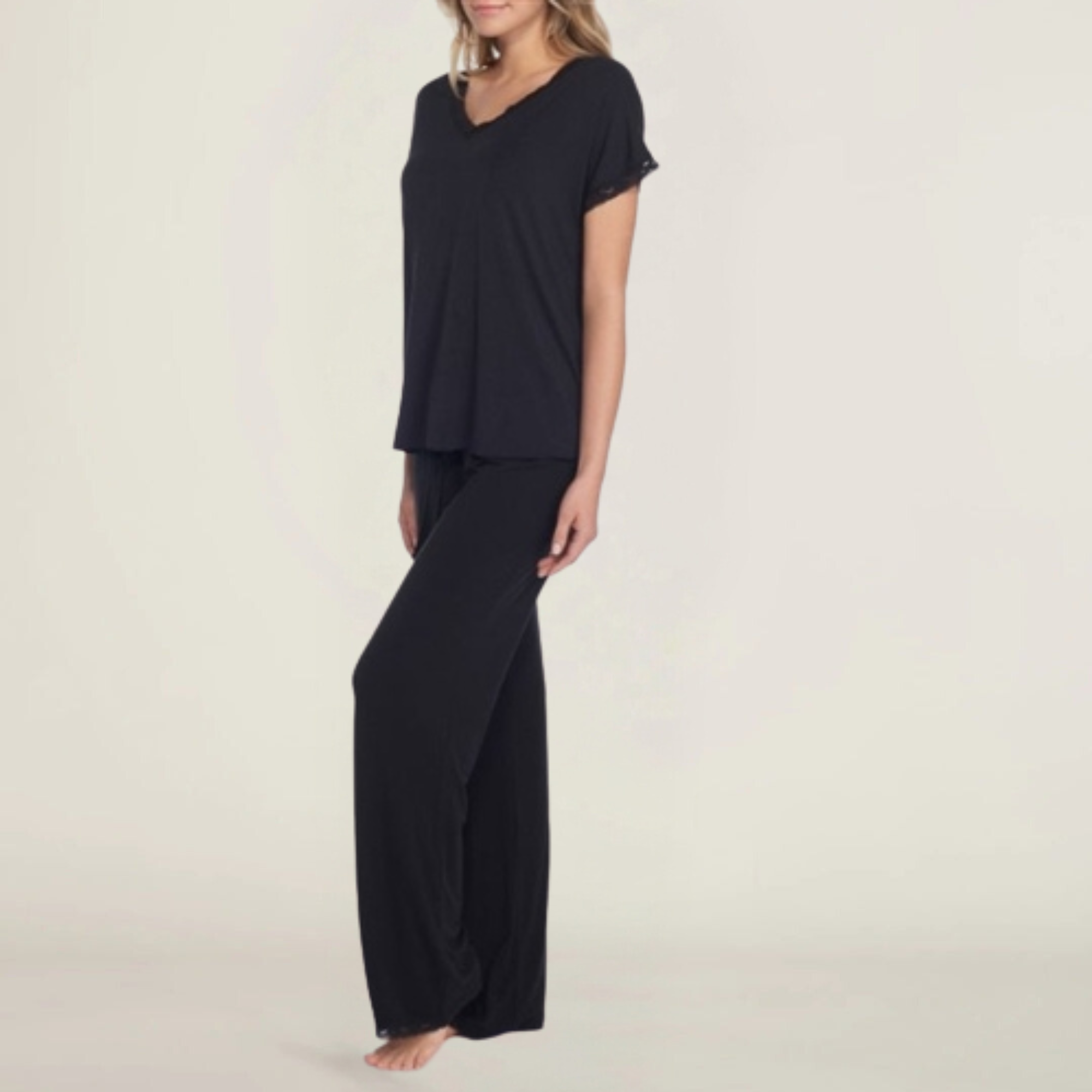 Luxe Milk Jersey V-Neck Tee & Classic Pant Set