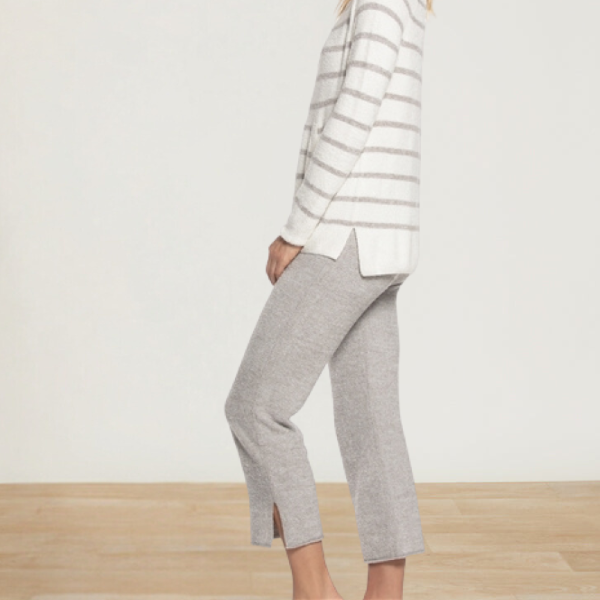 CozyChic Lite Striped Raglan Pullover - Pearl