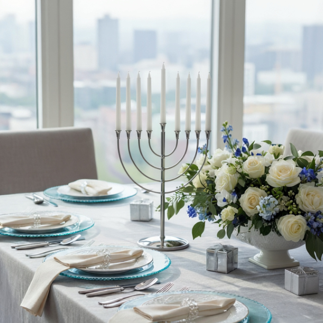 Judaique Silver-Plated Hanukkah Menorah