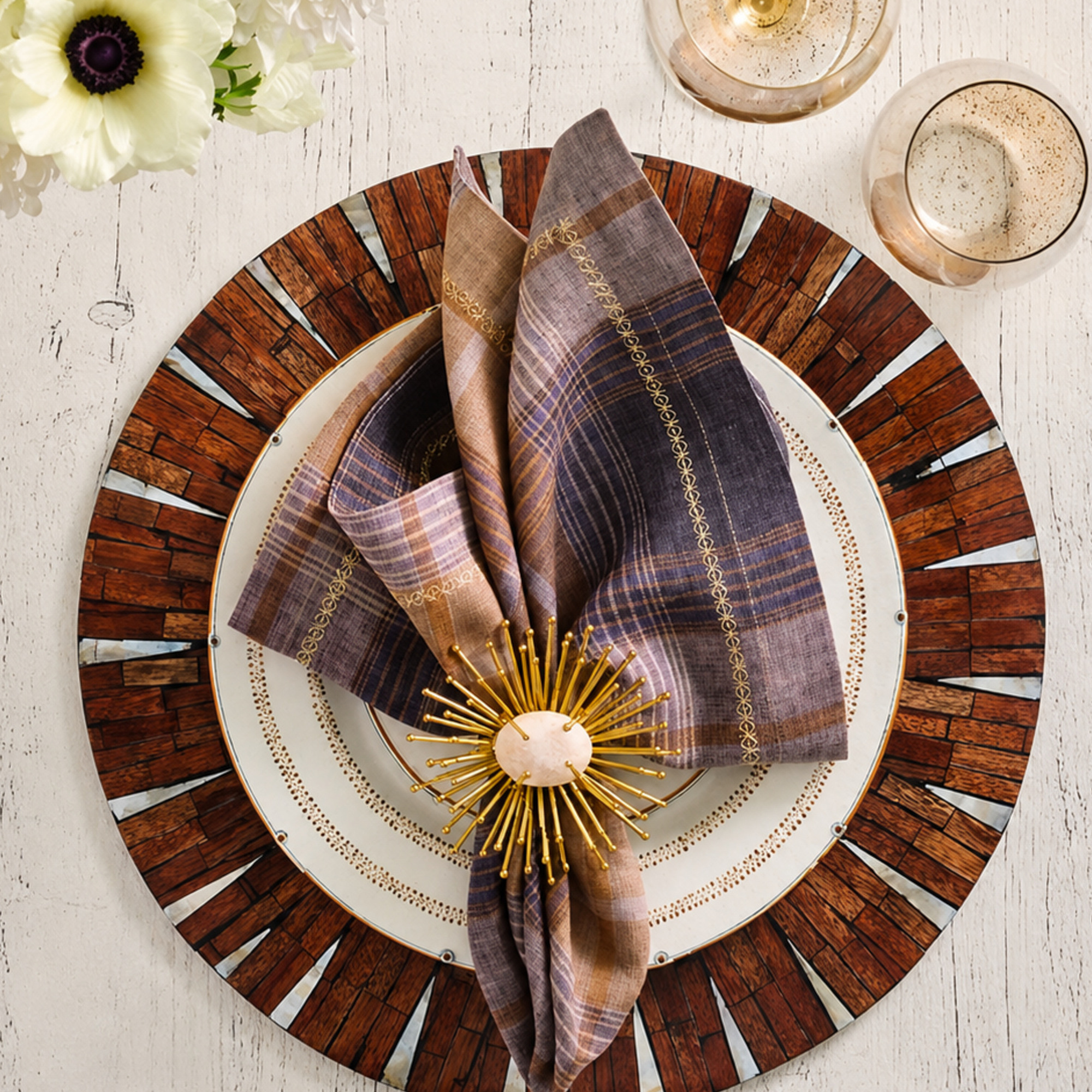 Henley Napkins in Brown and Multicolor - Set of 4
