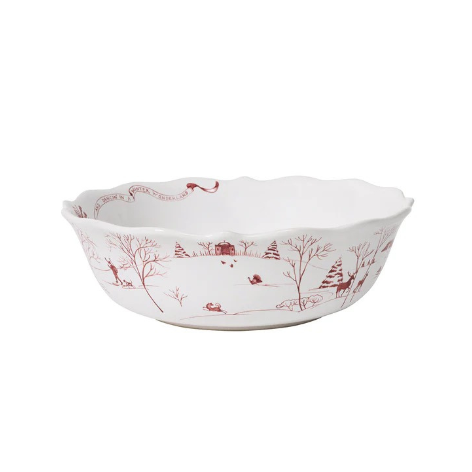 Country Estate Winter Frolic 11" Serving Bowl - Ruby