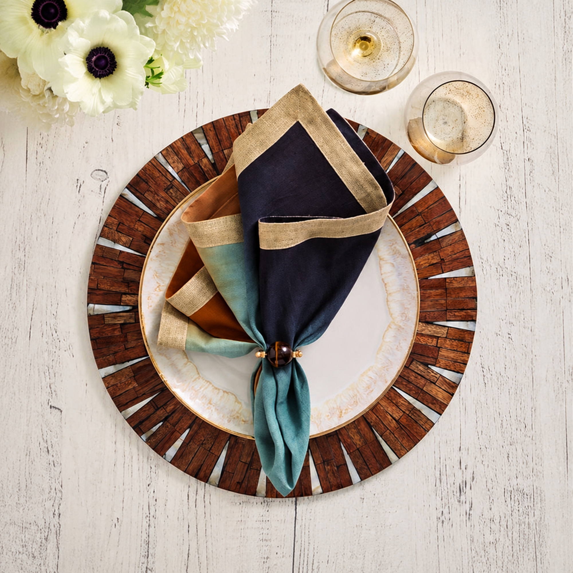 Halo Placemats in Brown & White - Set of 4