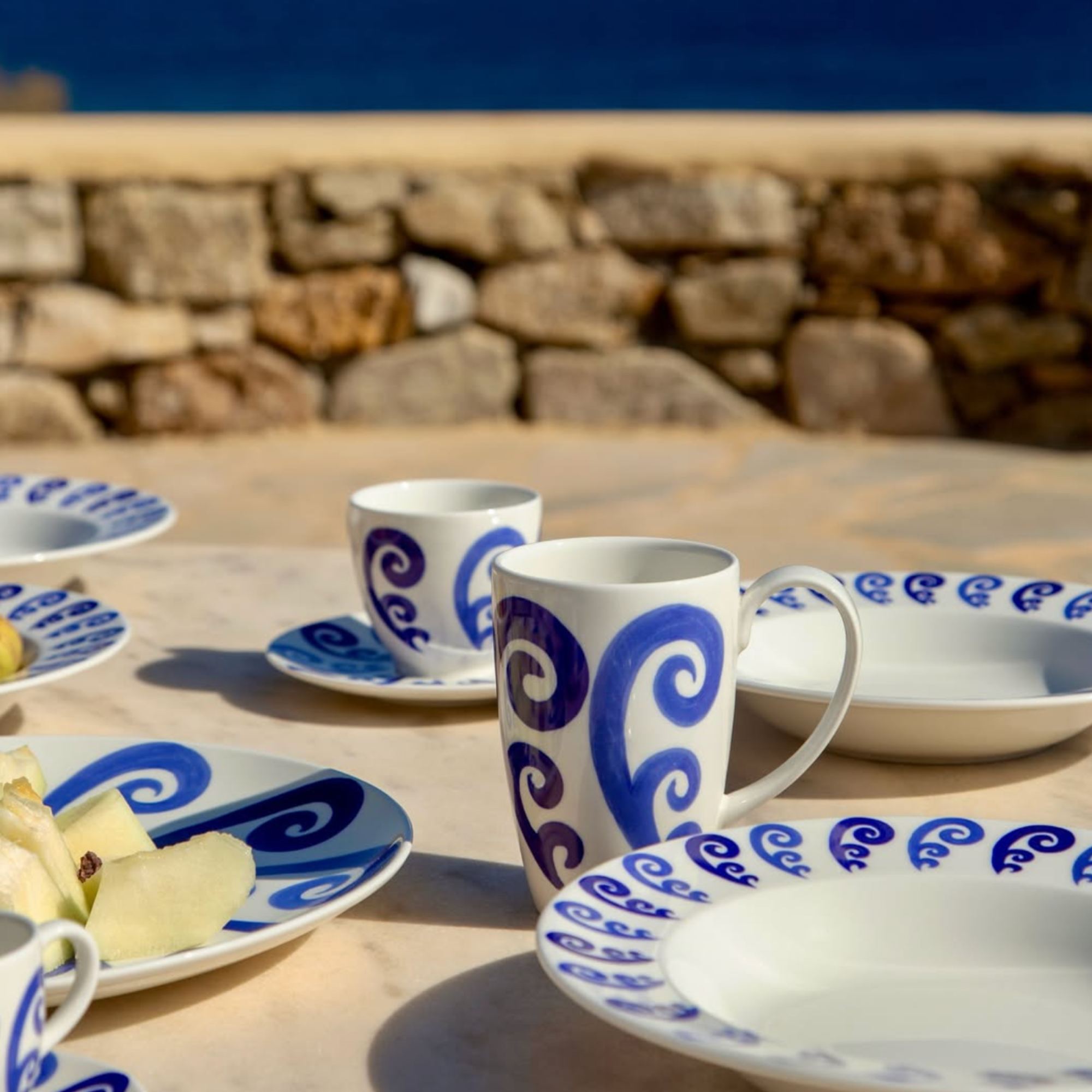 Athenee Two Tone Blue Peacock Mug - Set of 2