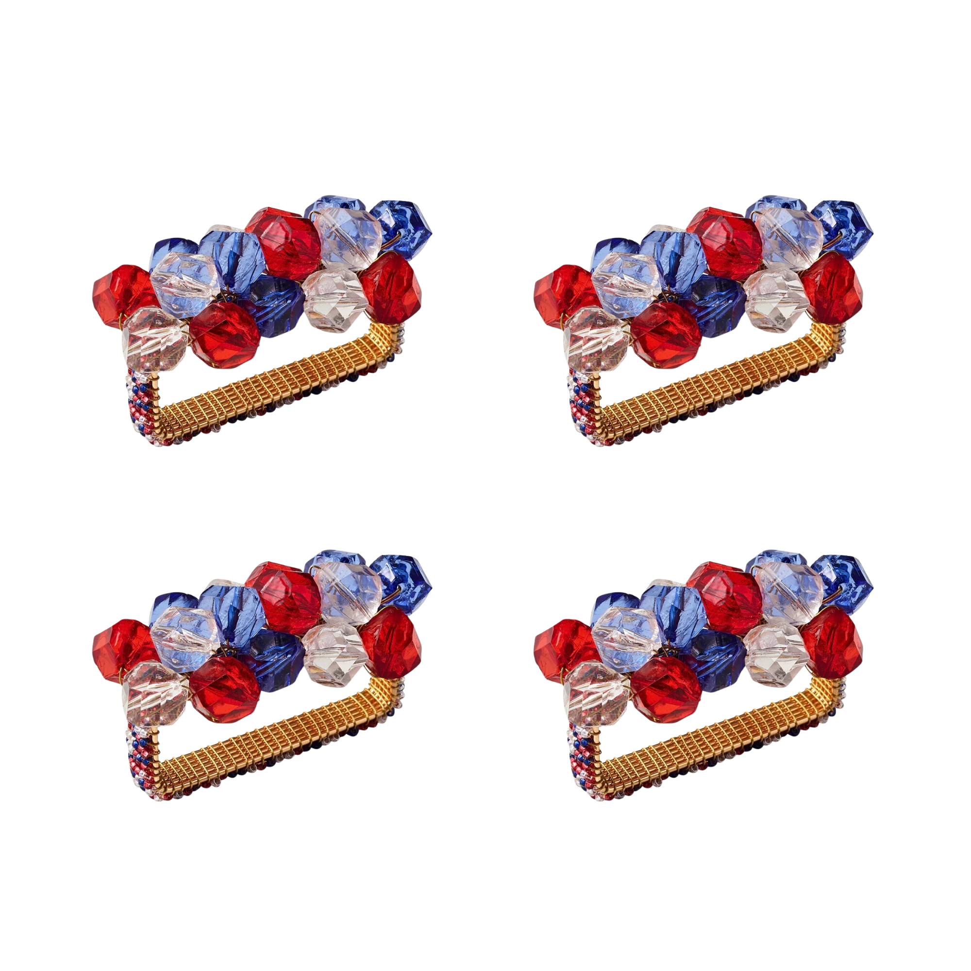 Pop Rocks Napkin Ring in Red, White & Blue - Set of 4