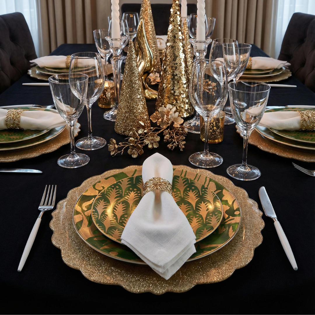 Fortuny Assorted Canape Plates - Set of 4 : 1 Green, 1 Teal, 1 Gold, 1 Red