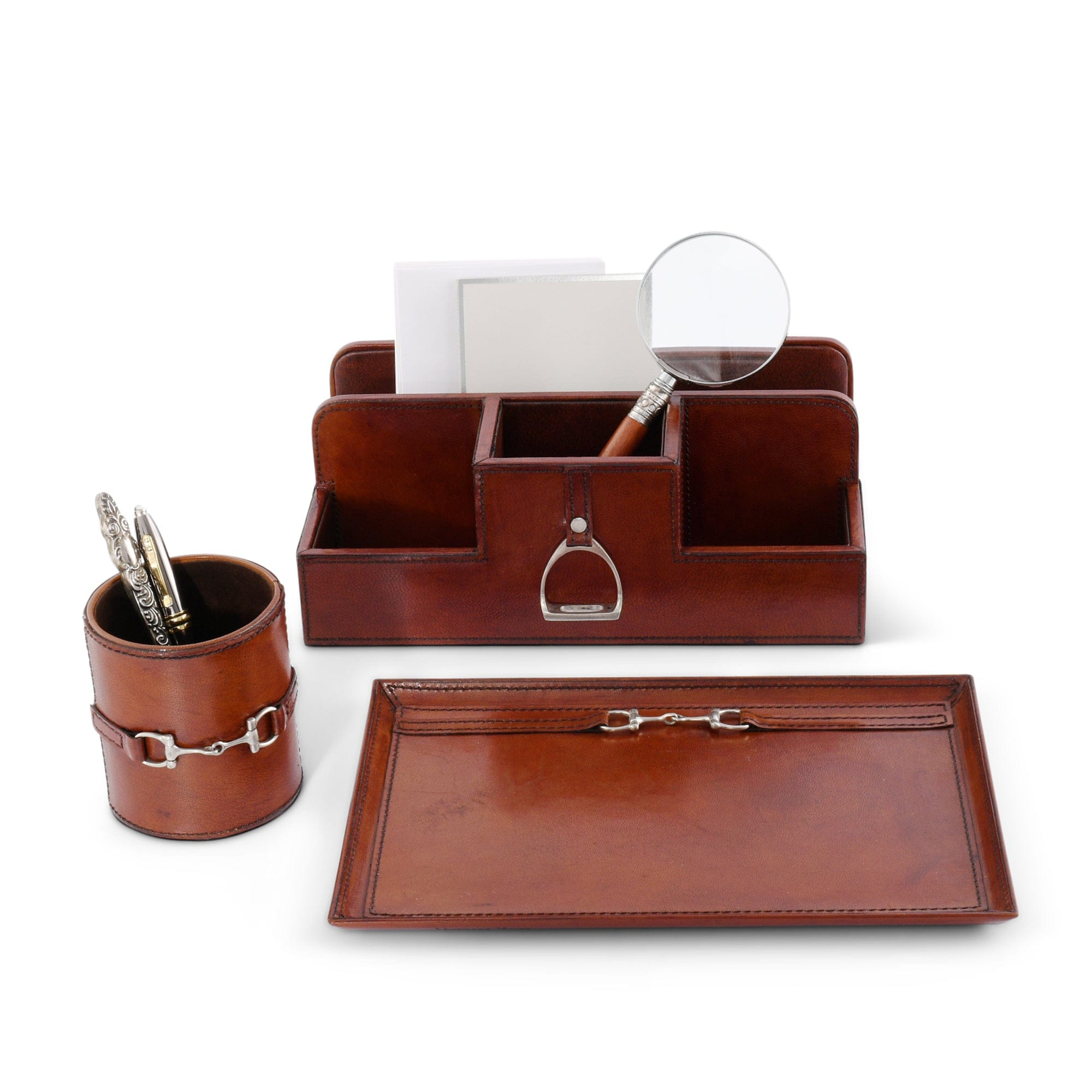 Equestrian Bit Leather Catchall Tray