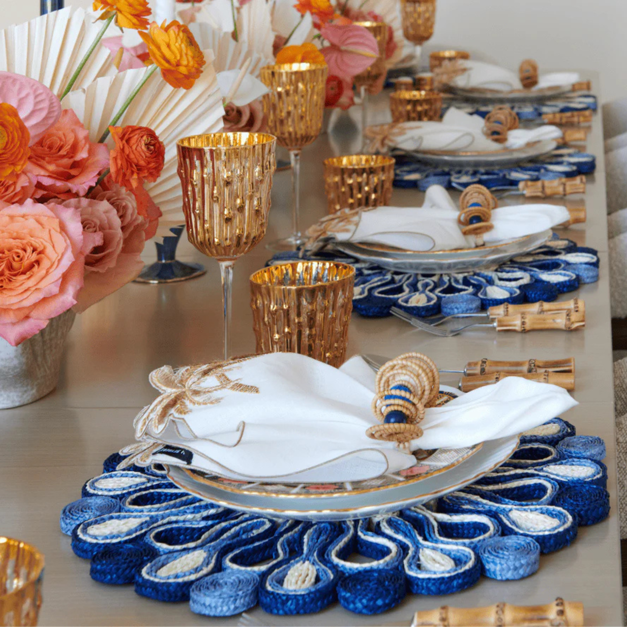 Marisol Placemat in Navy & Blue - Set of 4
