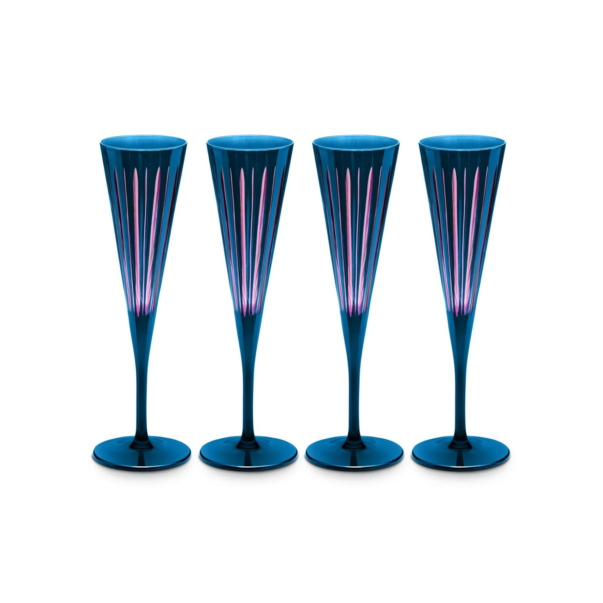 Prism Champagne Flutes Blue - Set of 4