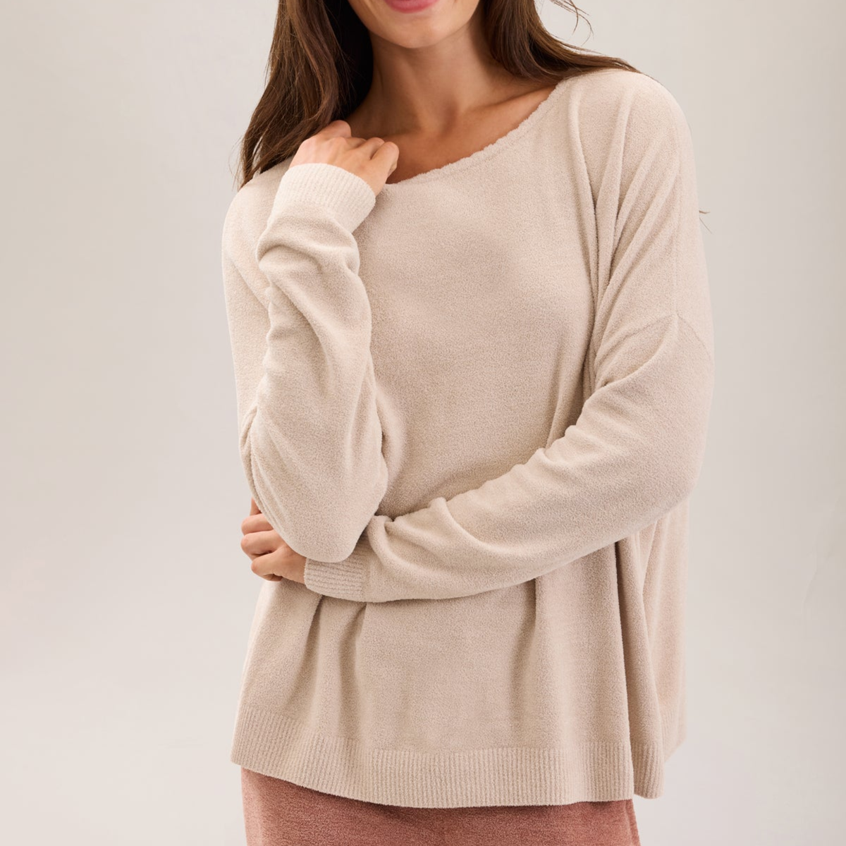 CozyChic Ultra Lite Scallop Neck Slouchy Pullover