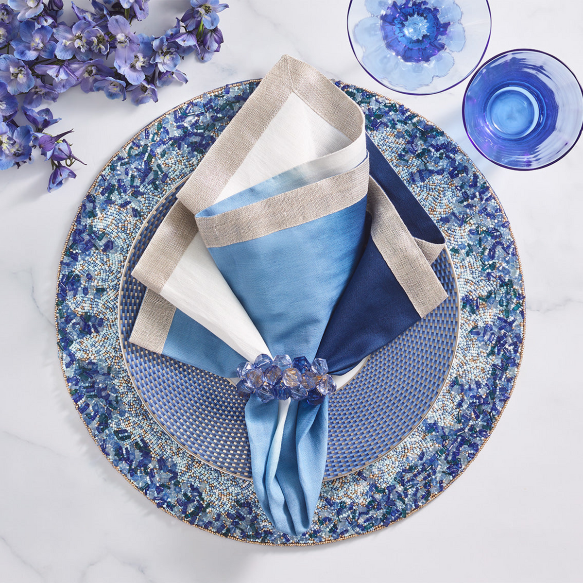 Dip Dye Napkins in Blue & White - Set of 4 | Maison & Tavola