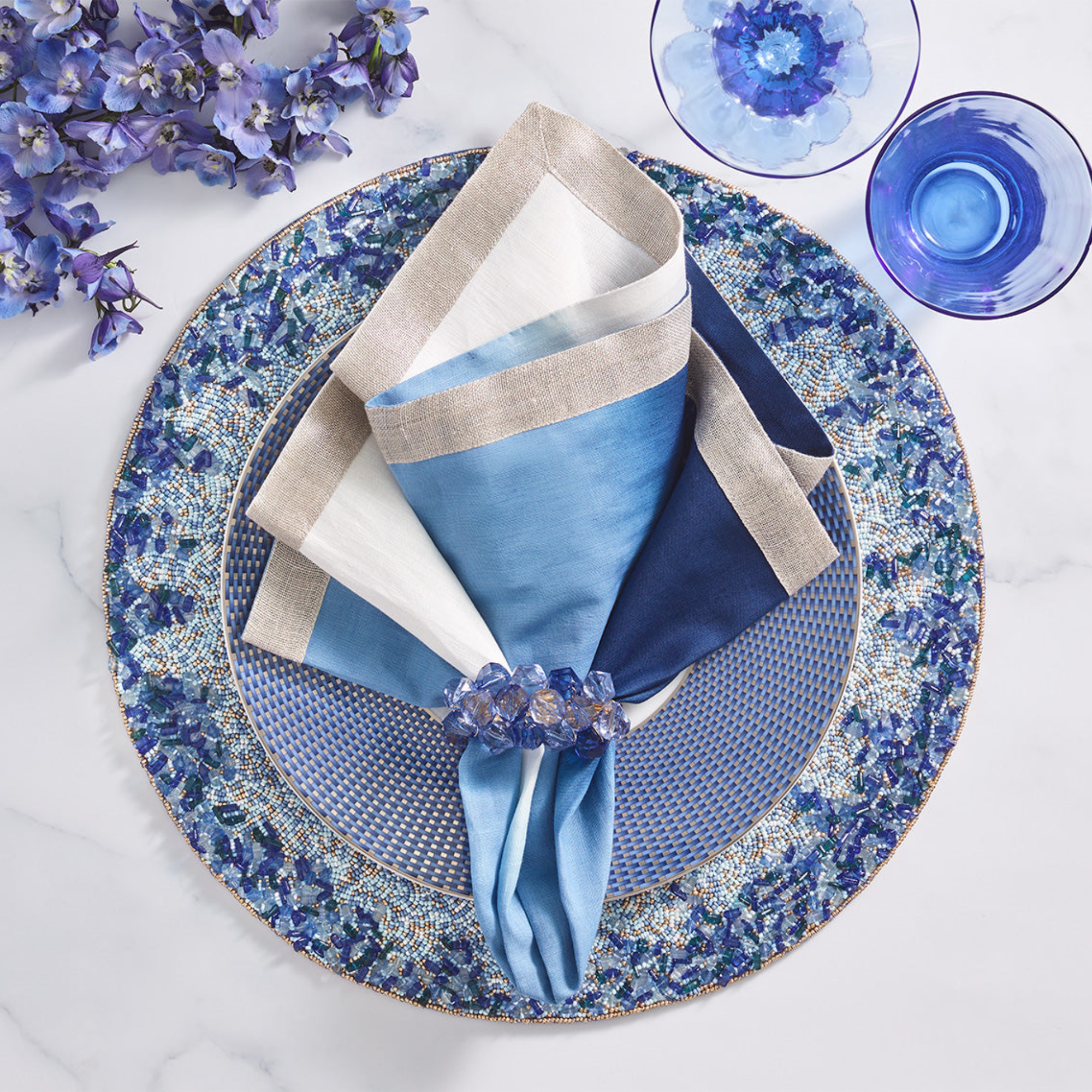 Dip Dye Napkins in Blue & White - Set of 4