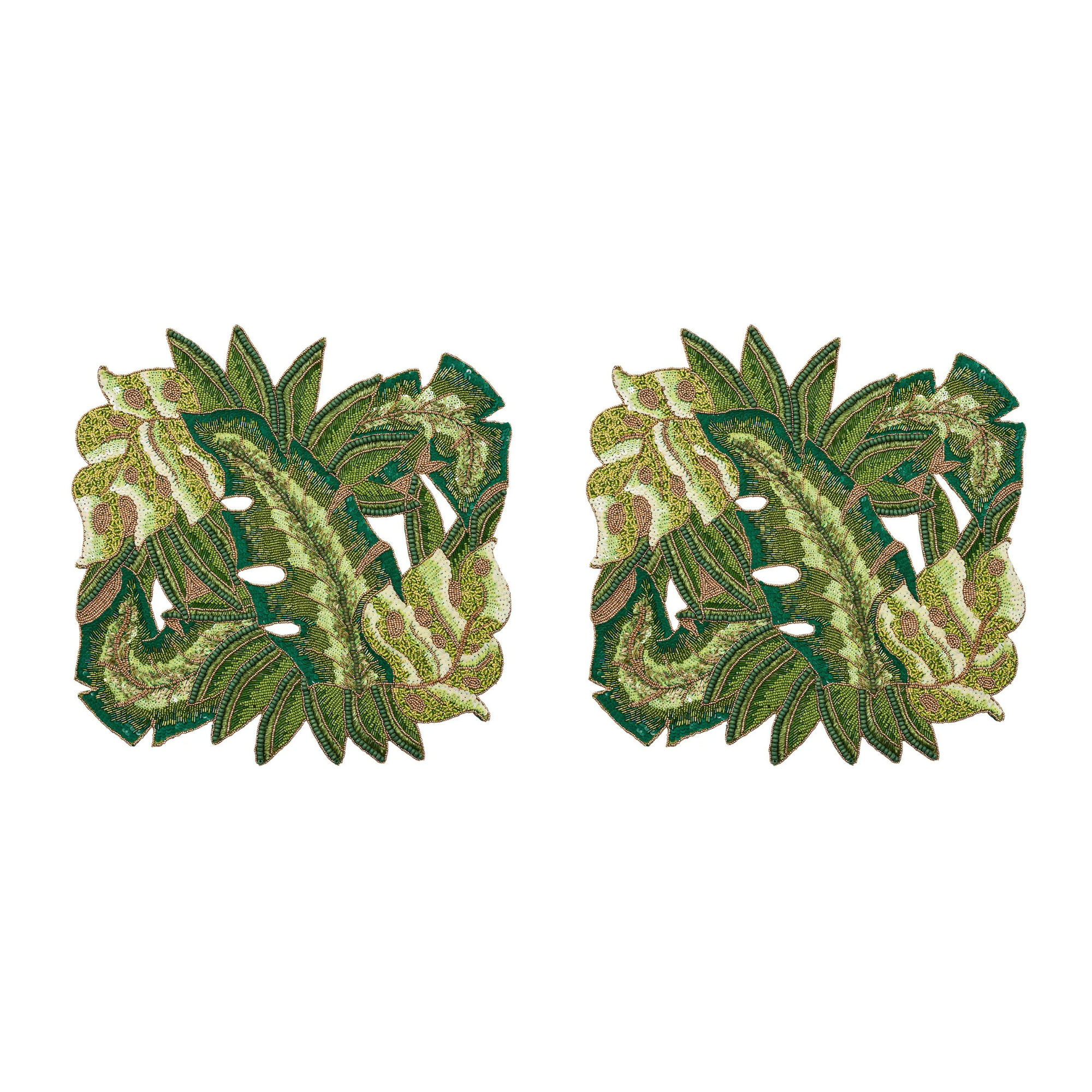 Calypso Placemat in Green & Gold - Set of 2