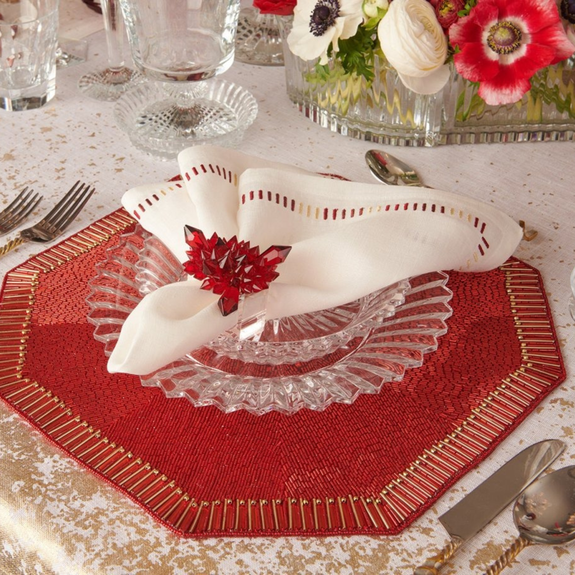 Zénith Napkin Ring in Red - Set of 4