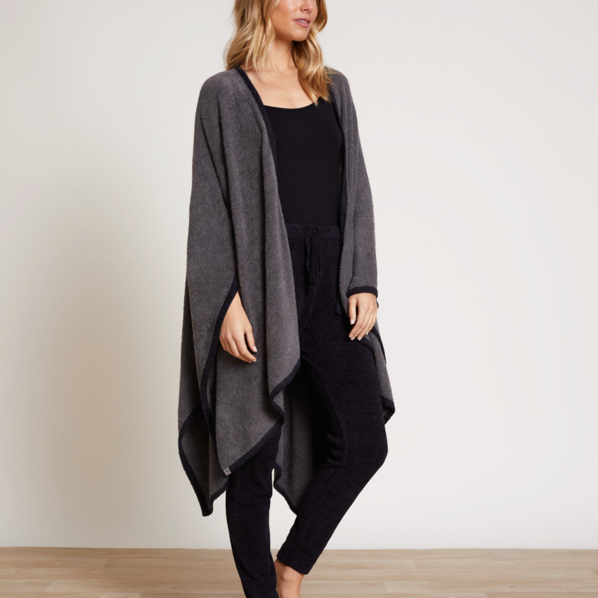 CozyChic Lite Bordered Wrap Mineral Black