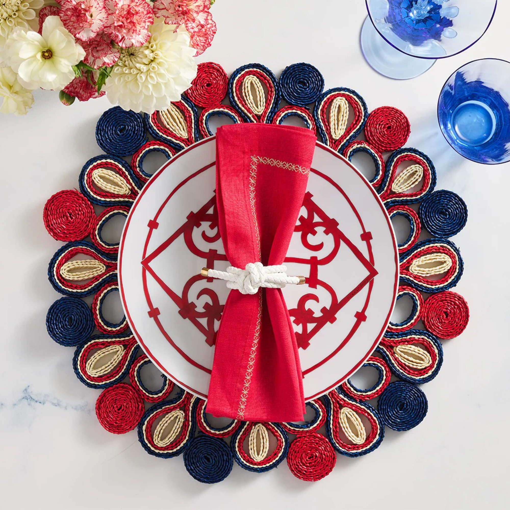 Marisol Placemat in Red, White, & Blue - Set of 4